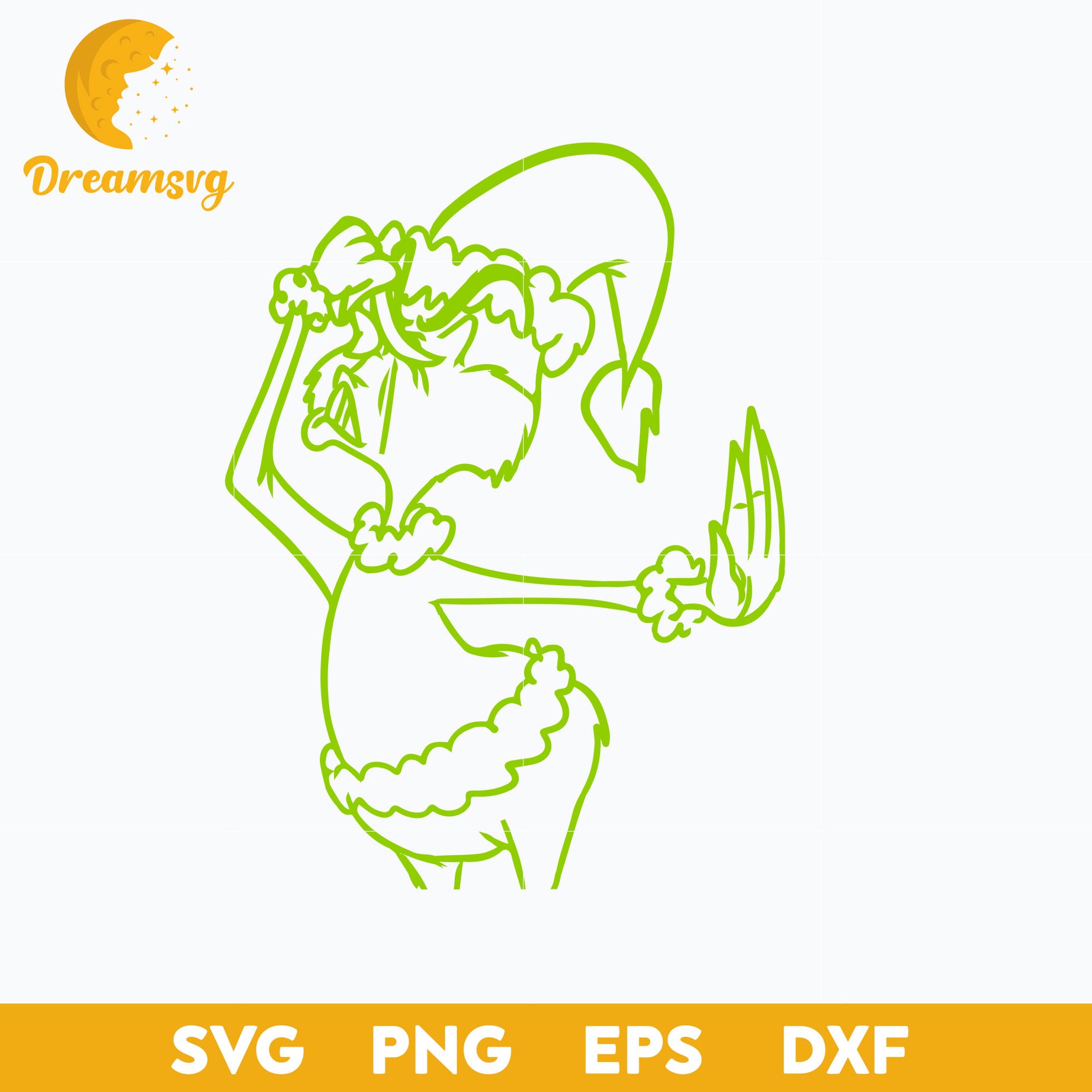 The Grinch Christmas Outline Green SVG, Christmas SVG, PNG DXF EPS Digital File.