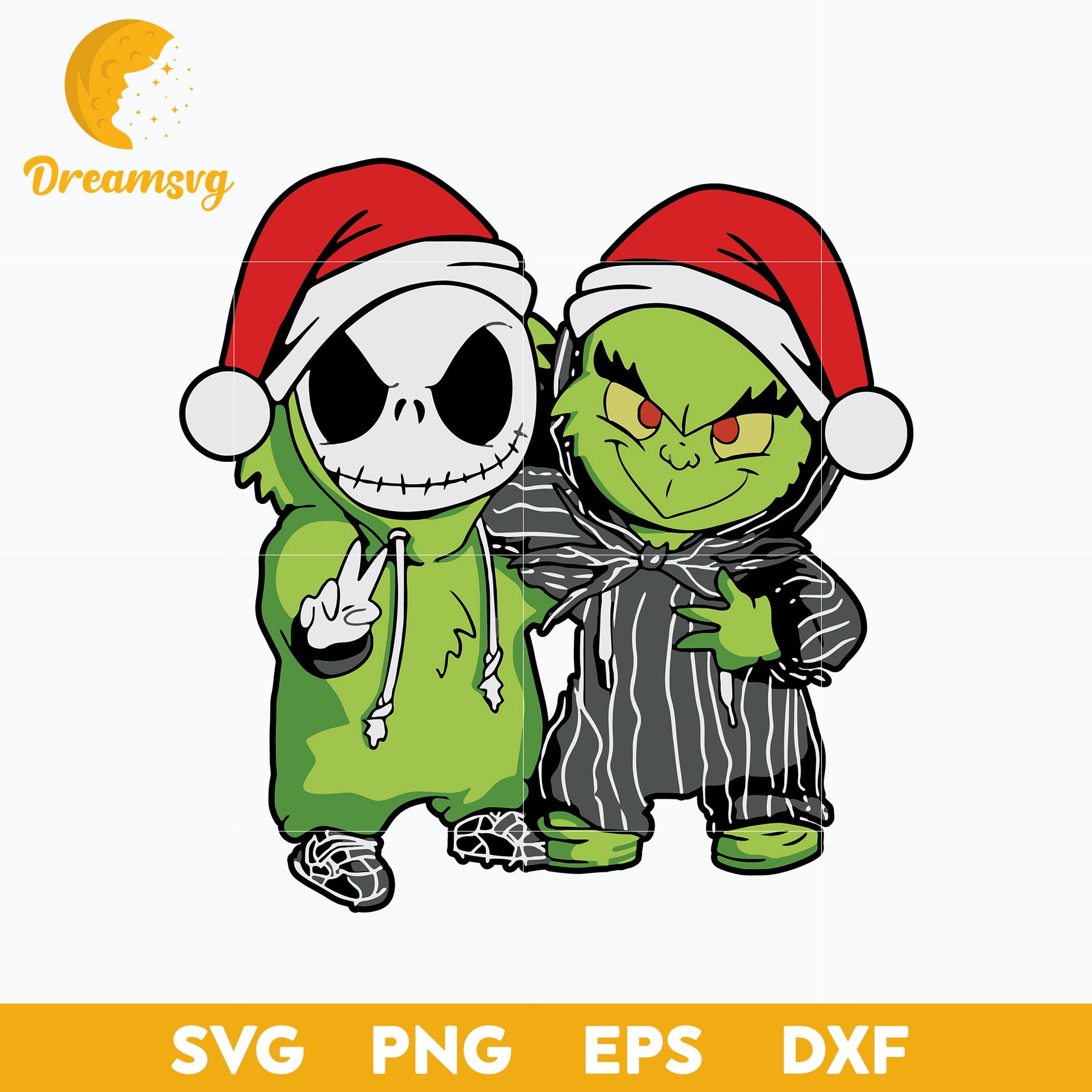 Baby Skellington And Grinch Christmas SVG