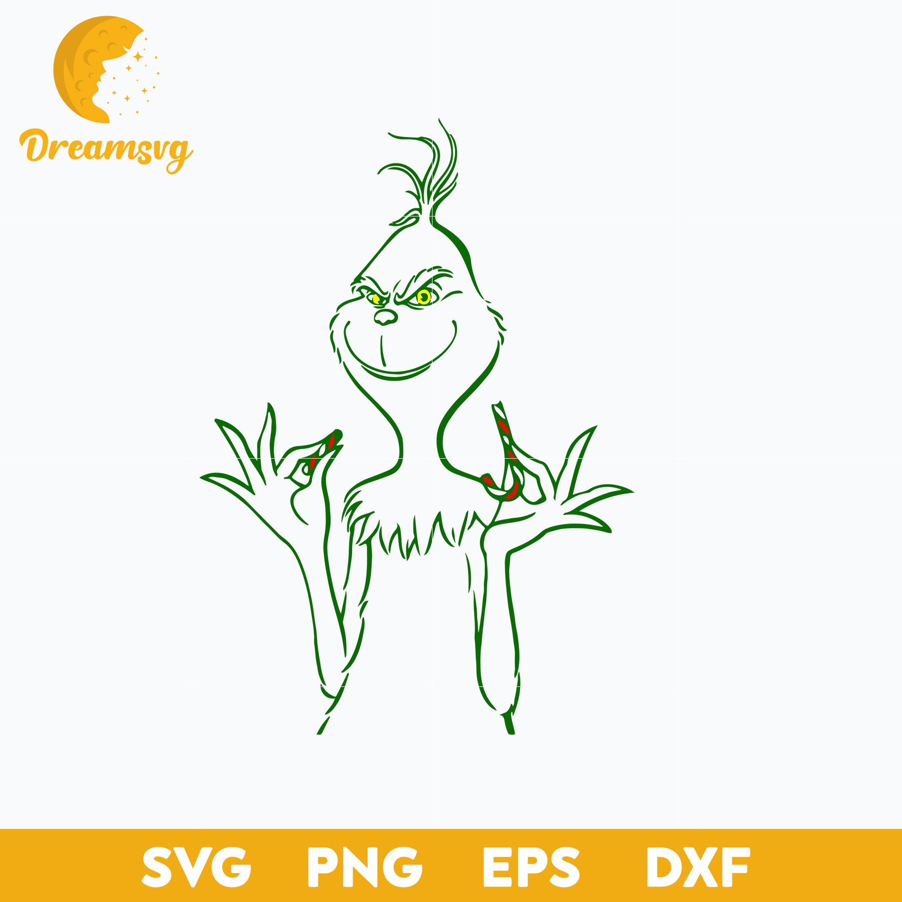 The Grinch Green Outline  SVG, Christmas SVG, PNG DXF EPS Digital File.