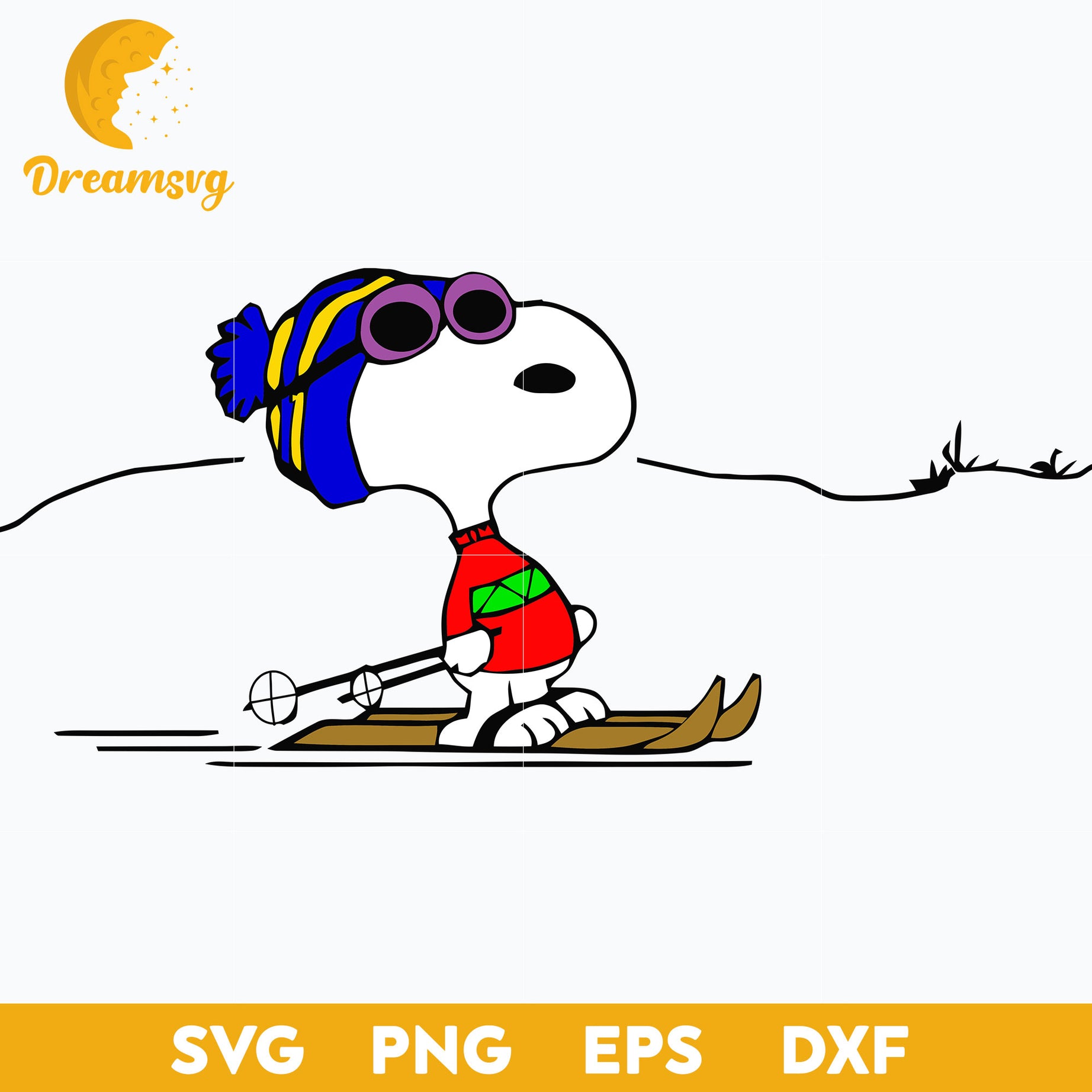 Snoopy Skiing Christmas SVG, Snoopy Christmas SVG, Christmas SVG, PNG DXF EPS Digital File.