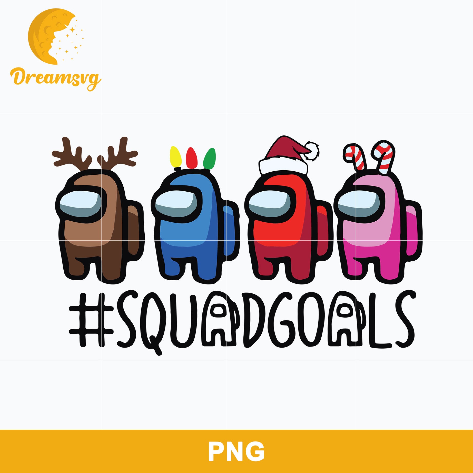 Squad Goals PNG, Among Us Christmas PNG, Christmas PNG.