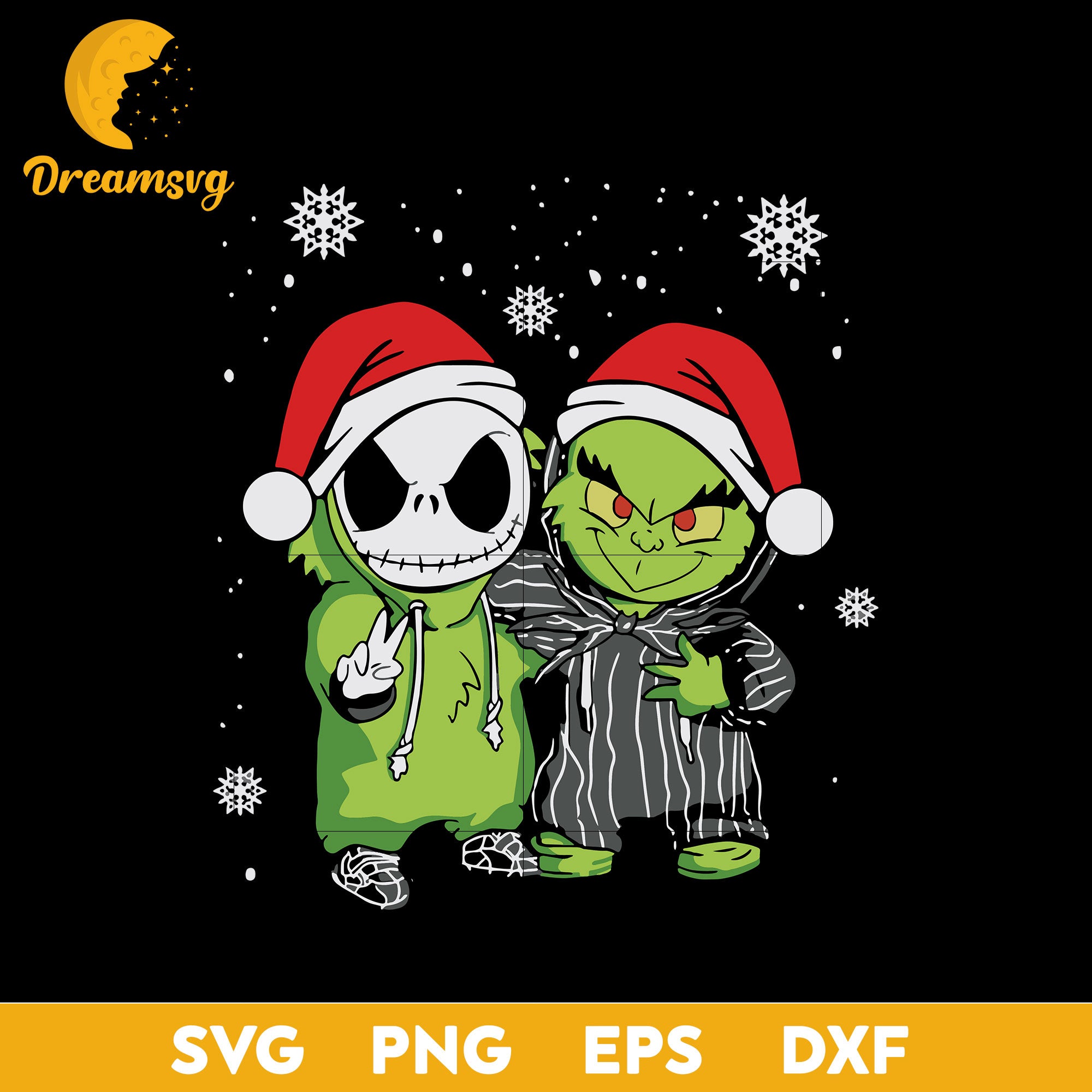 Baby Skellington And Grinch Christmas SVG