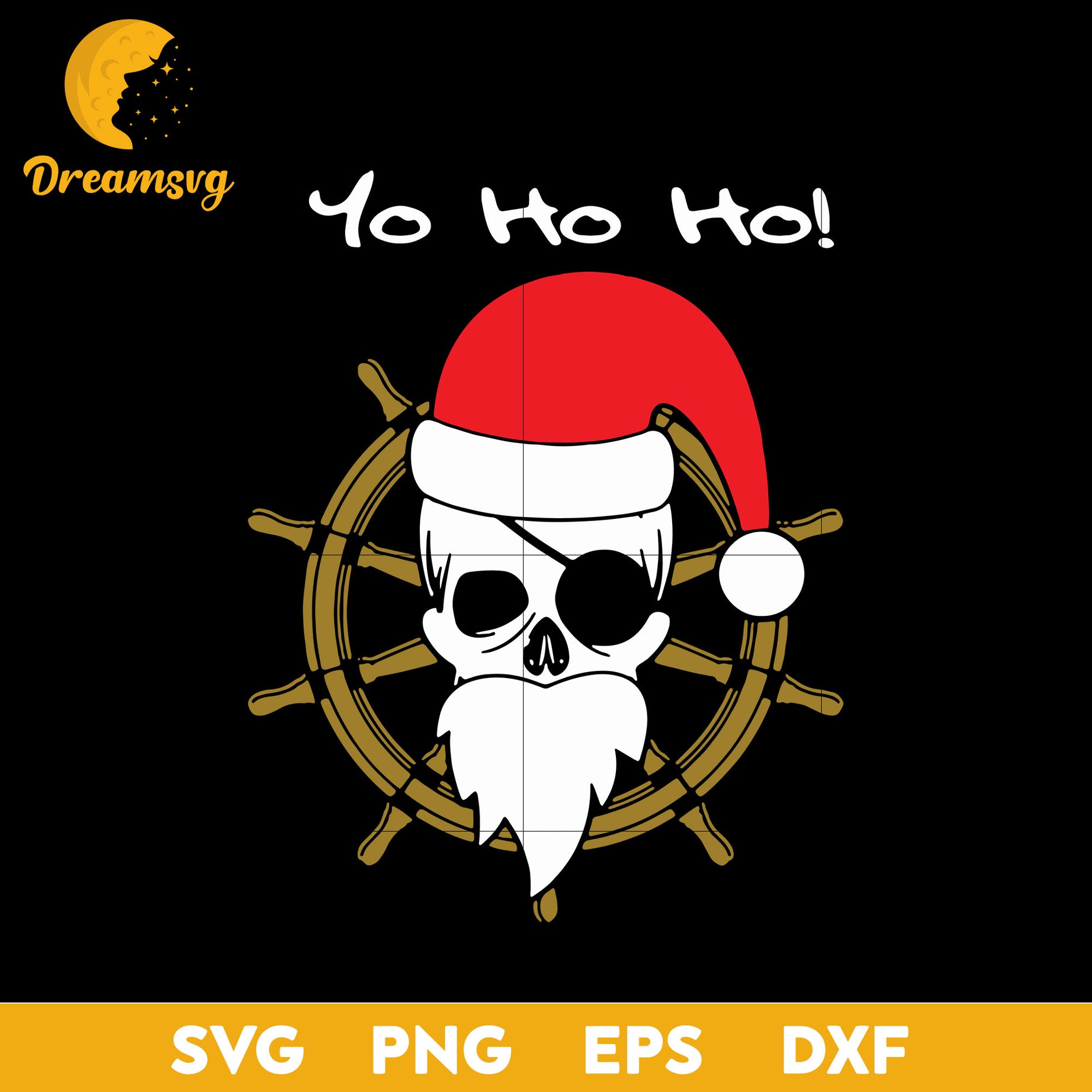 Pirate Santa Christmas Holidays Yo Ho Ho Nautical SVG, Christmas SVG, PNG DXF EPS Digital File.