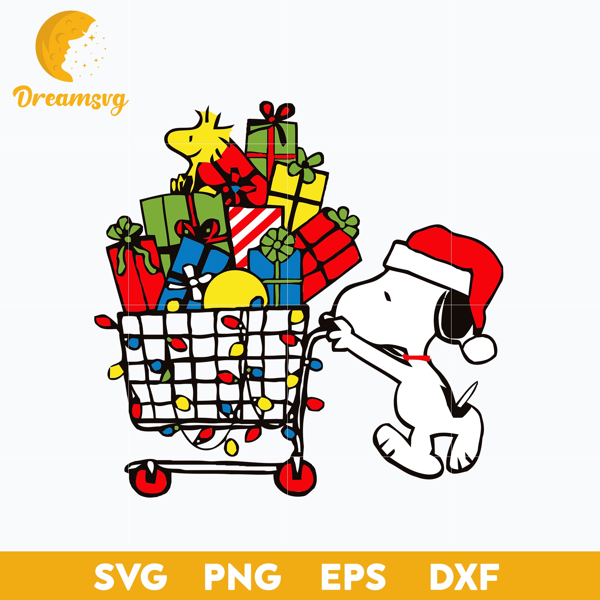 Snoopy Shopping Christmas Gifts SVG, Snoopy Christmas SVG, Christmas SVG, PNG DXF EPS Digital File.