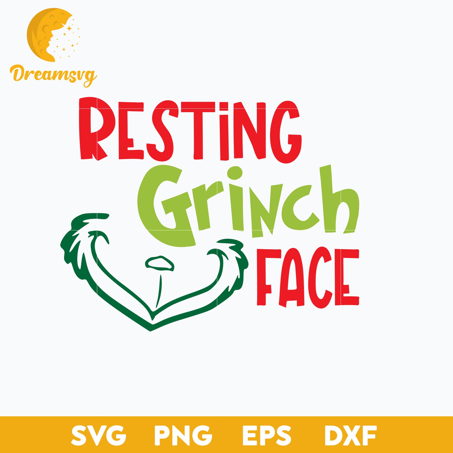Resting Grinch Face SVG, Christmas SVG, PNG DXF EPS Digital File.