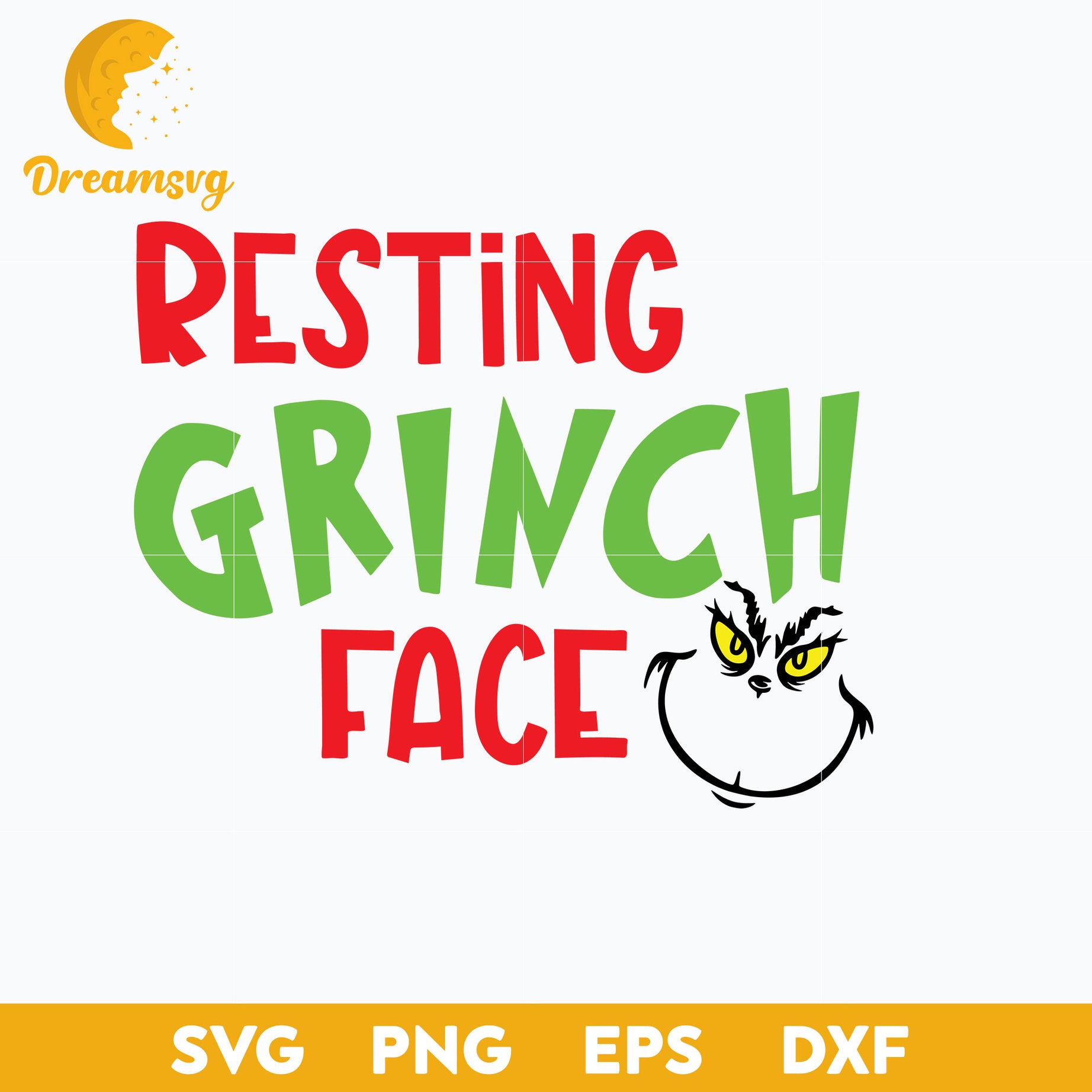 Resting Grinch Face SVG, Christmas SVG, PNG DXF EPS Digital File.