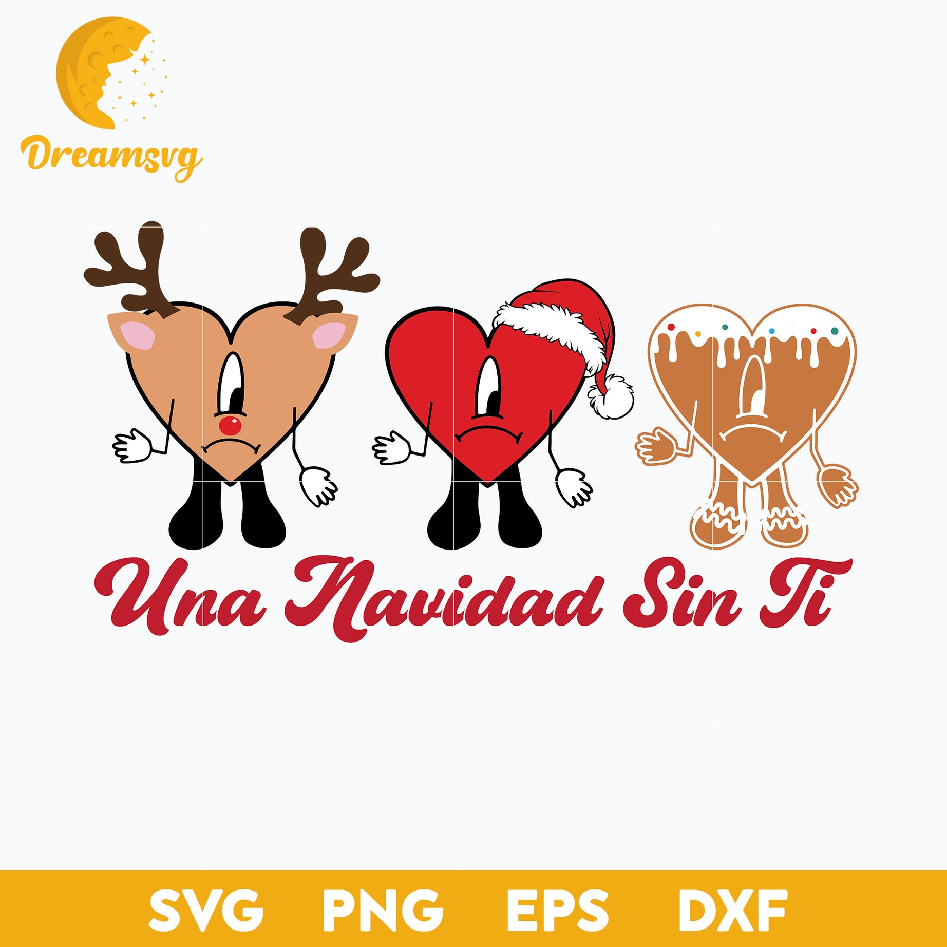 Una Navidad Sin Ti SVG, Sin Ti Heart Christmas SVG, Christmas SVG, PNG DXF EPS Digital File.