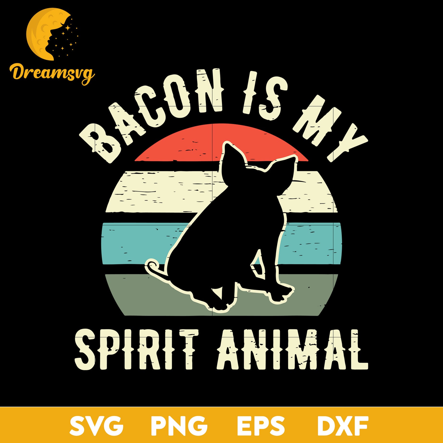 Bacon Is My Spirit Animal Pig BBQ SVG, Funny SVG, PNG DXF EPS Digital File.