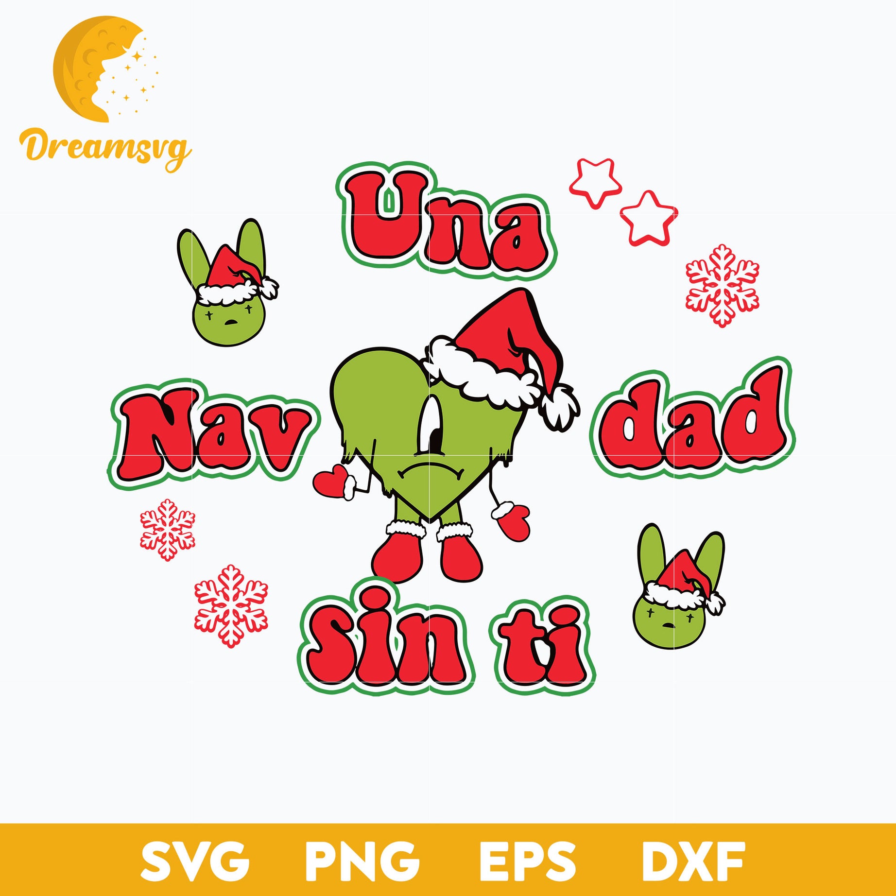 Una Navidad Sin Ti SVG, Bad Bunny Santa Claus Hat Christmas SVG.