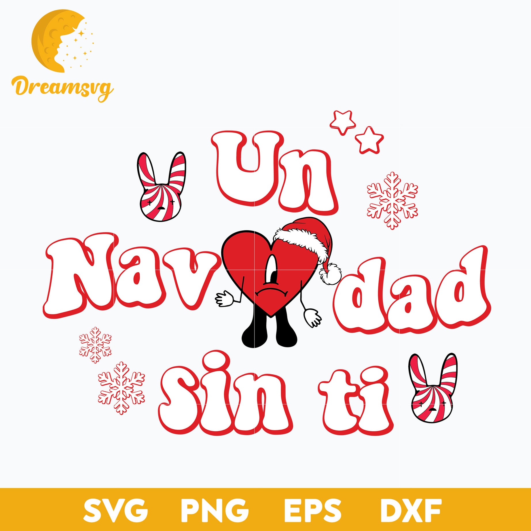 Un Navidad Sin Ti SVG, Bunny Heart Christmas SVG, Christmas SVG, PNG DXF EPS Digital File.
