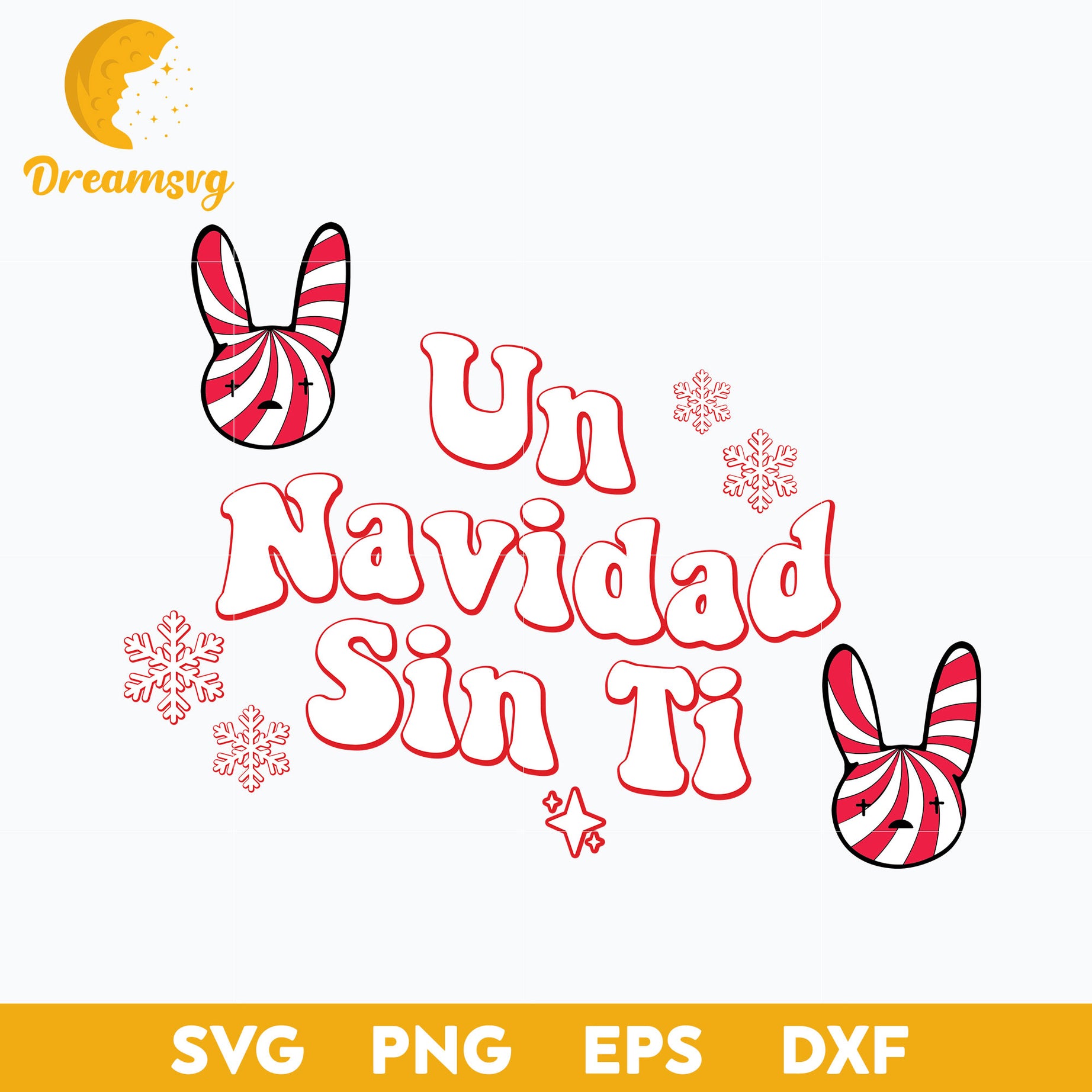 Un Navidad Sin Ti SVG, Bunny Christmas SVG, Christmas SVG, PNG DXF EPS Digital File.