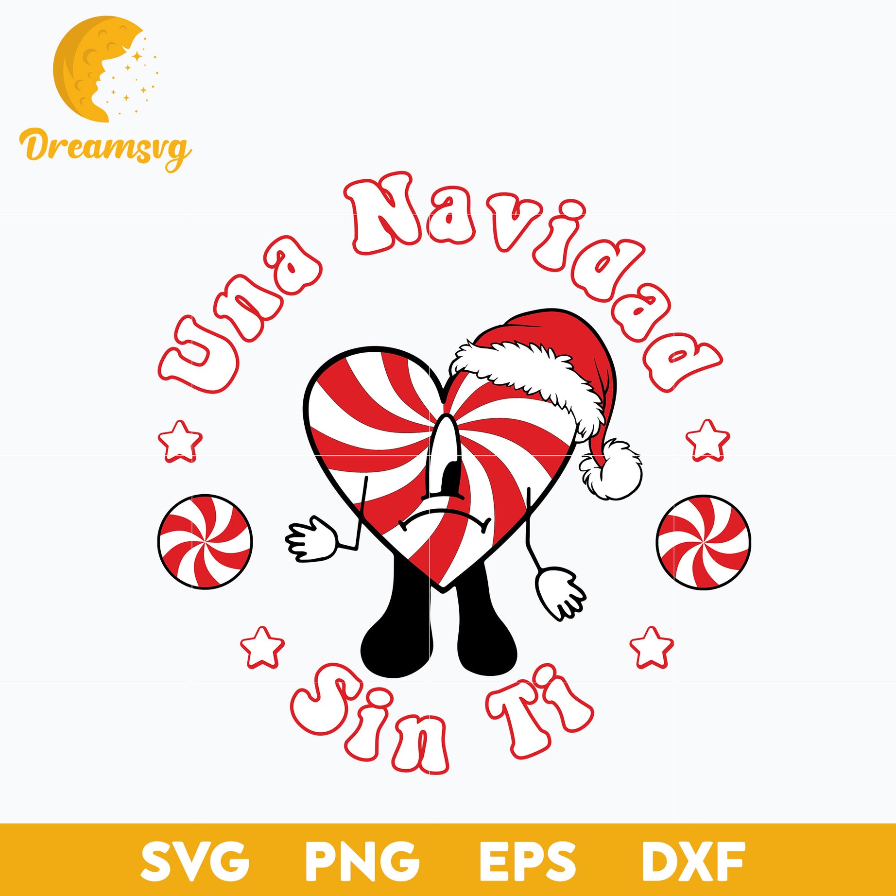 Una Navidad Sin Ti SVG, Bunny Heart Christmas SVG, Christmas SVG, PNG DXF EPS Digital File.