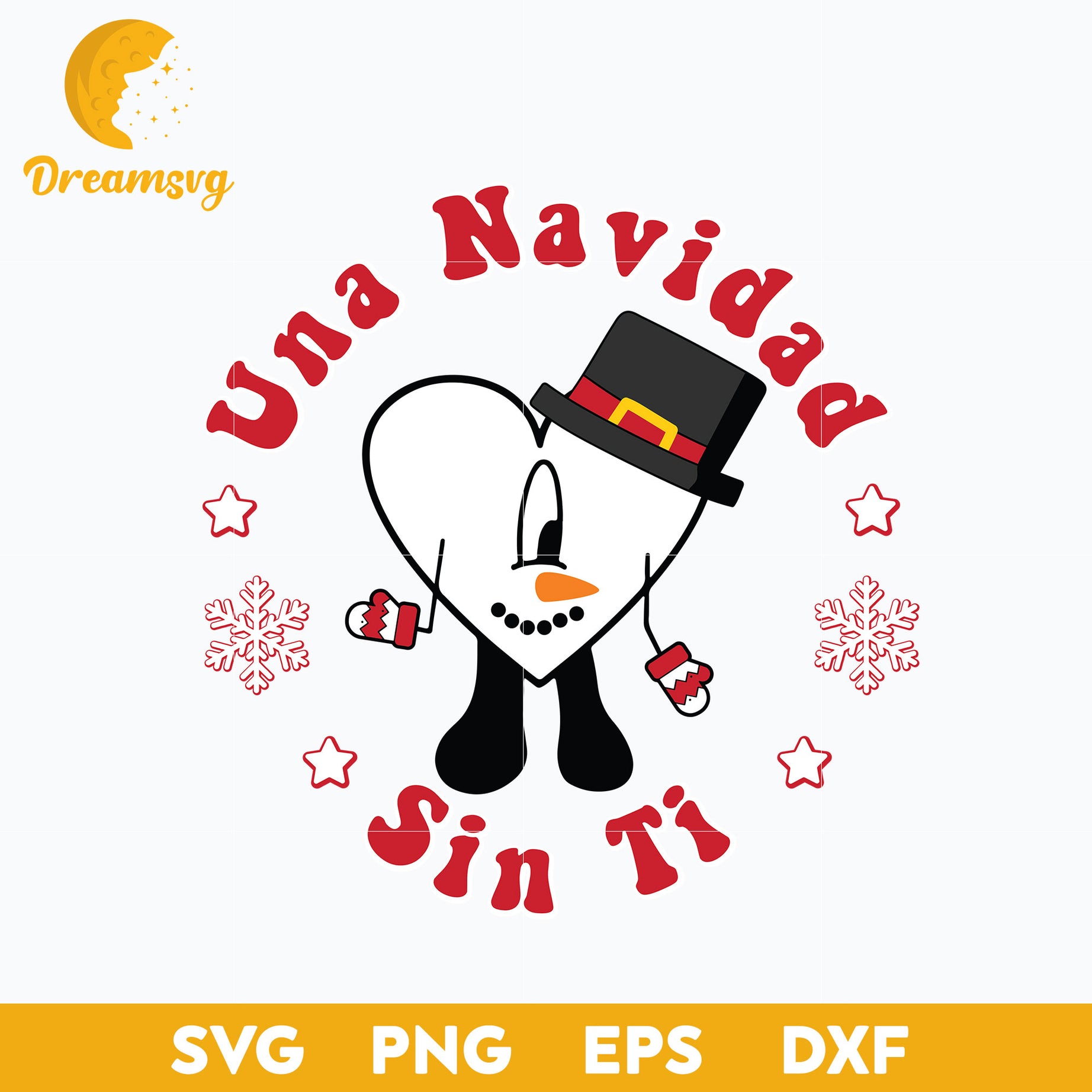 Una Navidad Sin Ti SVG, Sin Ti Heart Christmas SVG, Christmas SVG, PNG DXF EPS Digital File.
