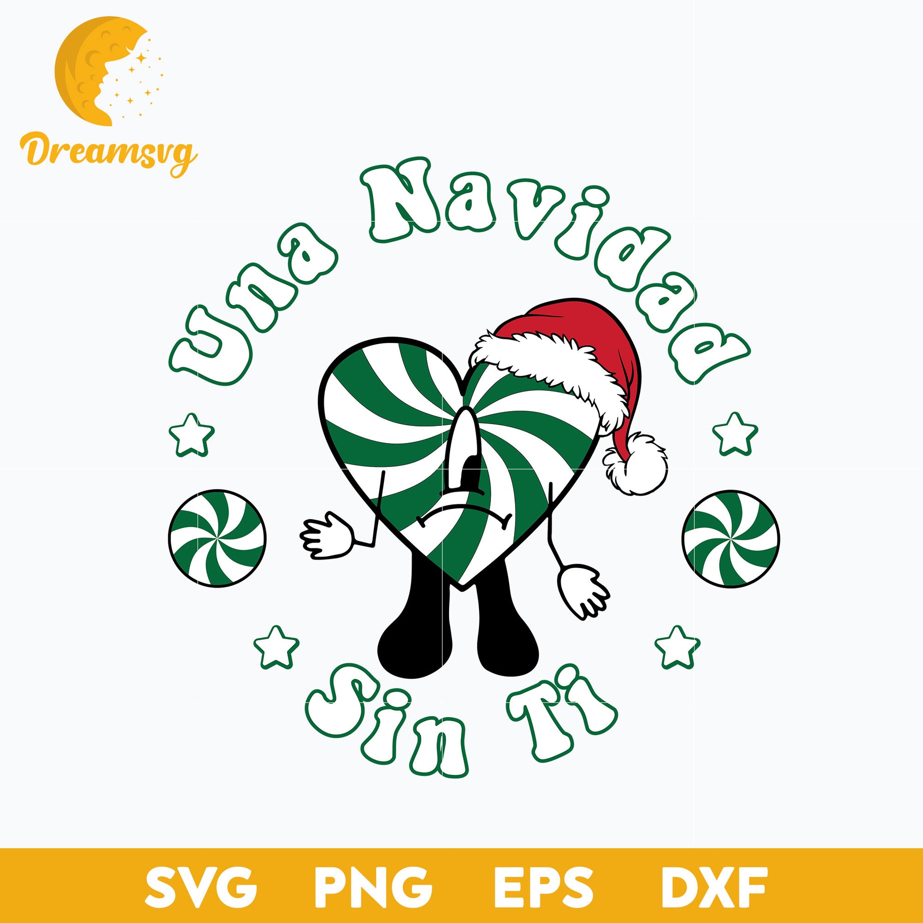 Una Navidad Sin Ti SVG, Bad Bunny Candy Heart SVG, Christmas SVG, PNG DXF EPS Digital File.