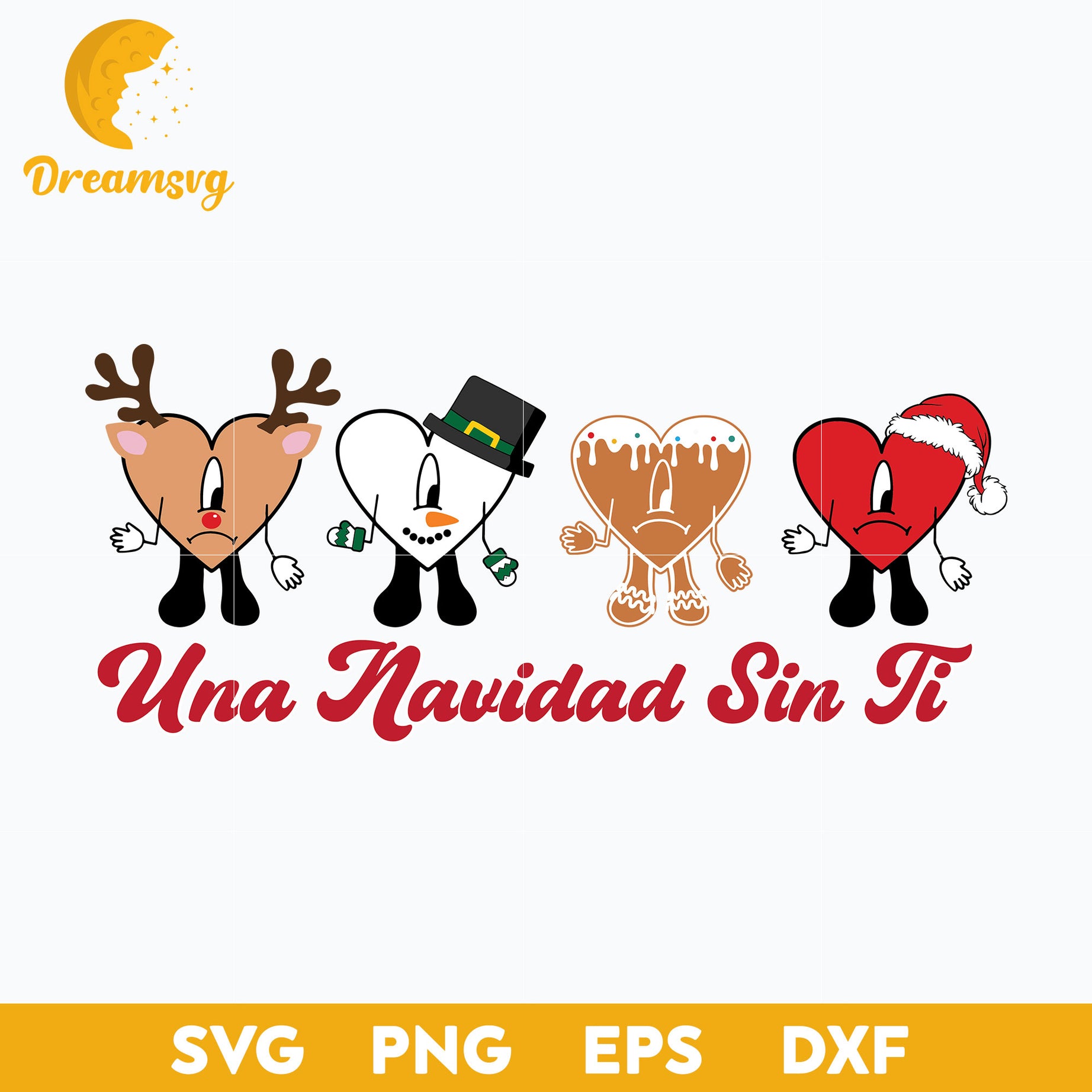 Una Navidad Sin Ti SVG, Bad Bunny Heart Christmas SVG, Christmas SVG, PNG DXF EPS Digital File.