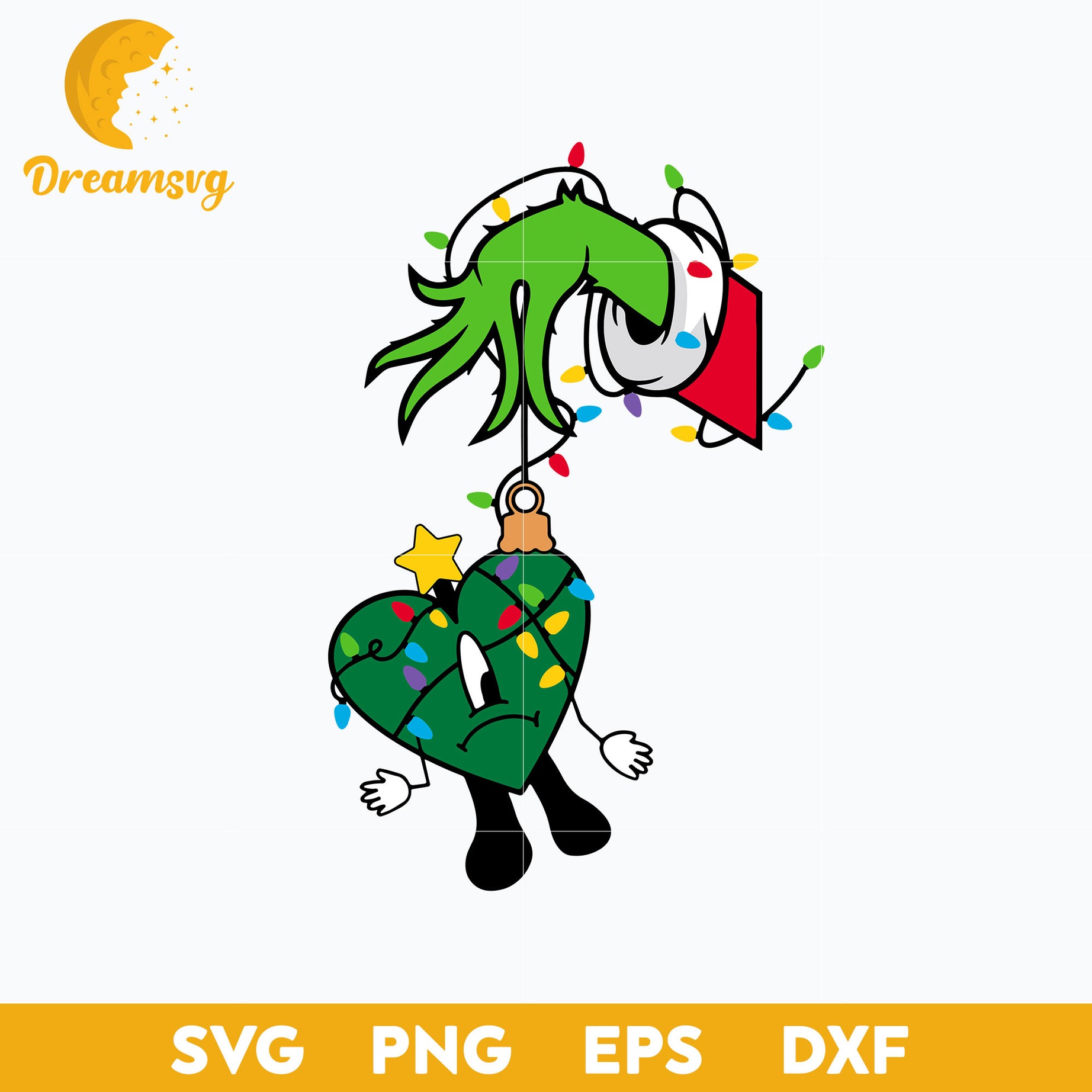 Grinch Ornament Bad Bunny Lights SVG, Christmas SVG.