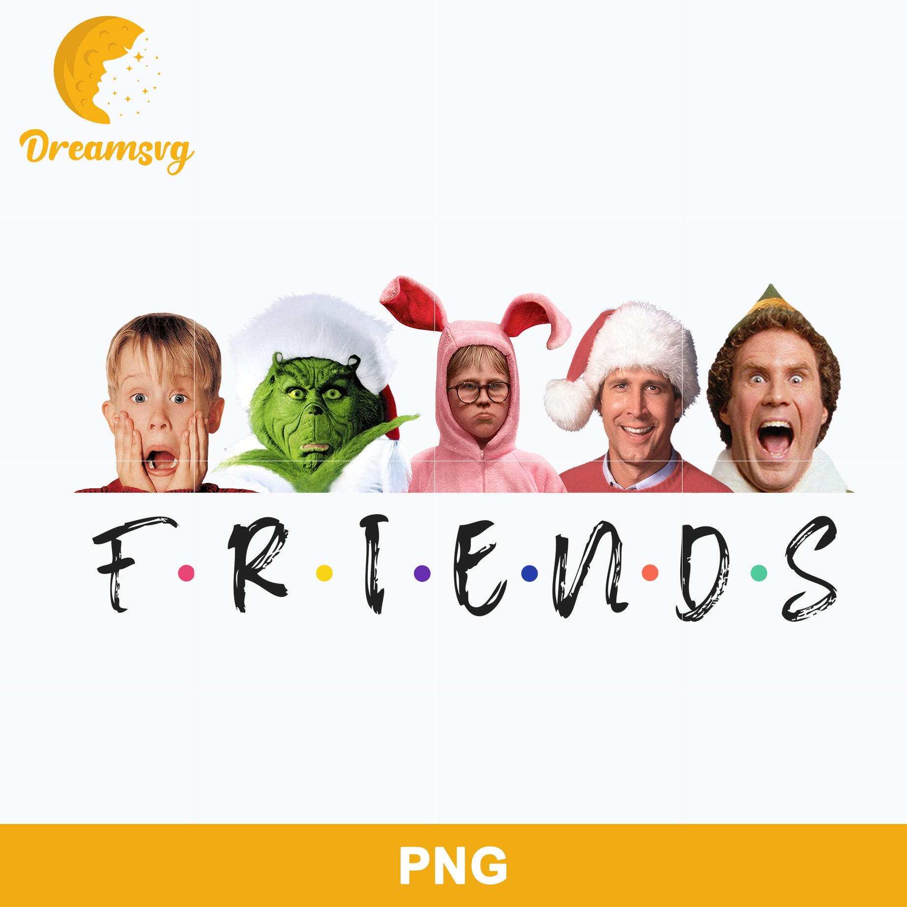 Movies Friends Christmas PNG, Characters Christmas PNG Digital File.