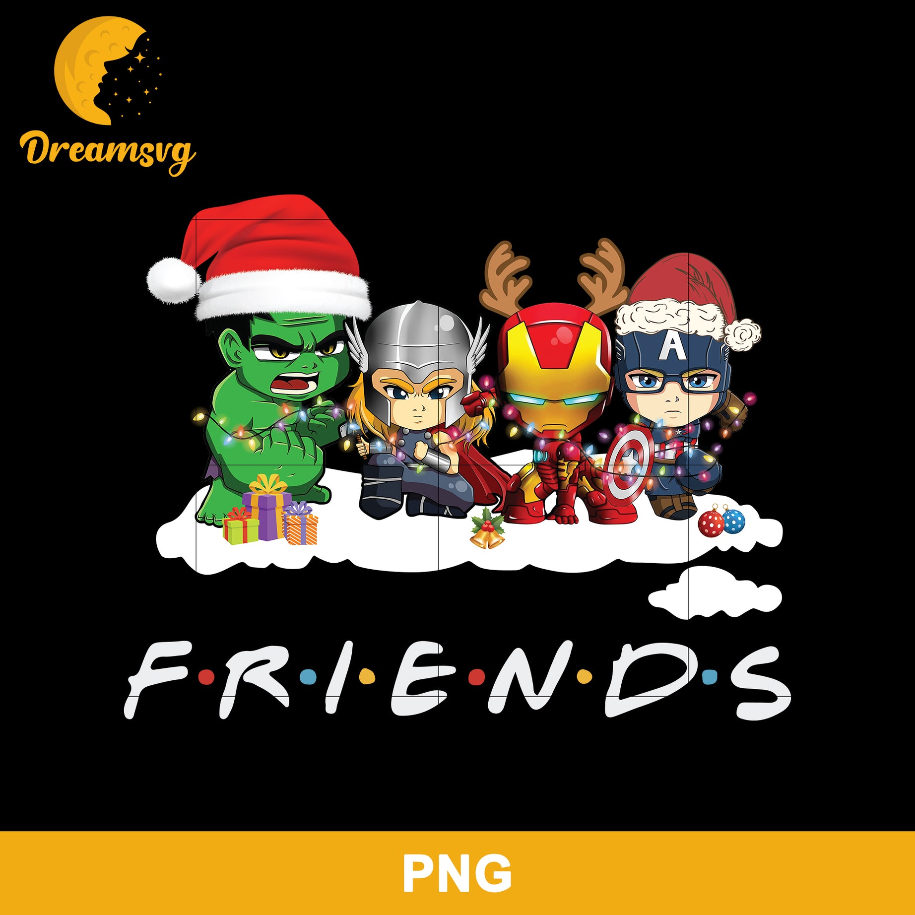 Friends Avengers Superhero Christmas PNG, Christmas PNG File.