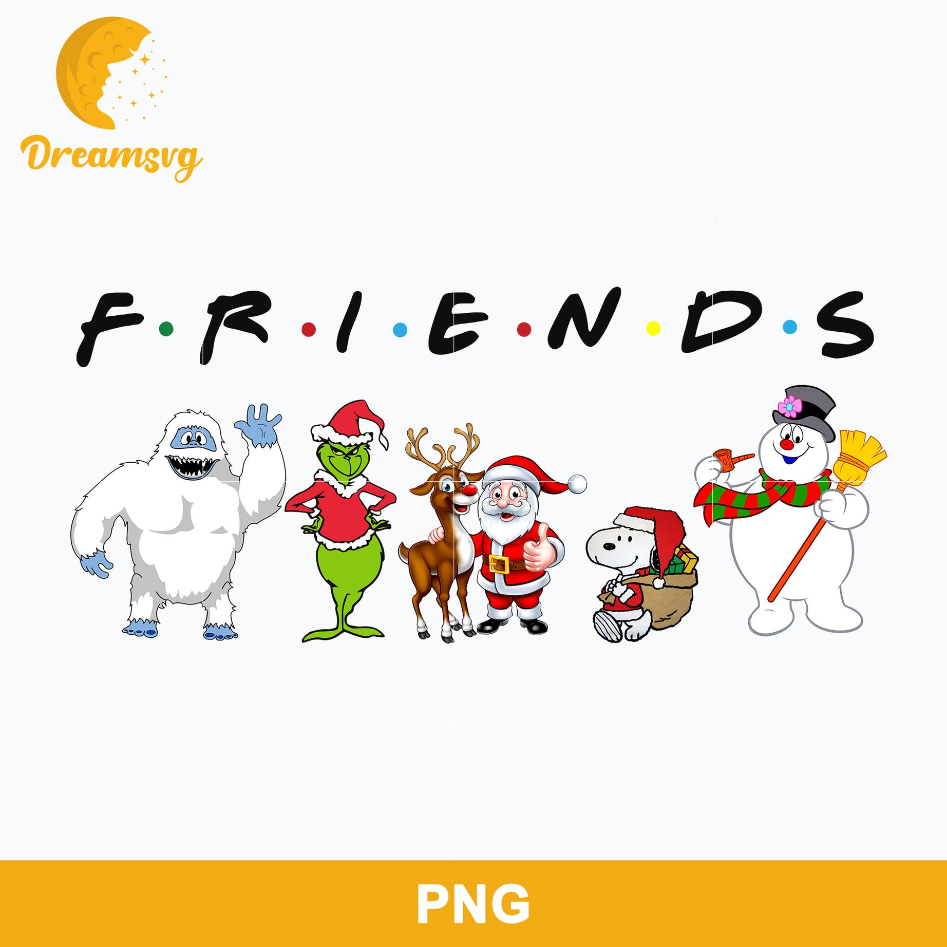 Friends Characters Merry Christmas PNG, Christmas PNG File.