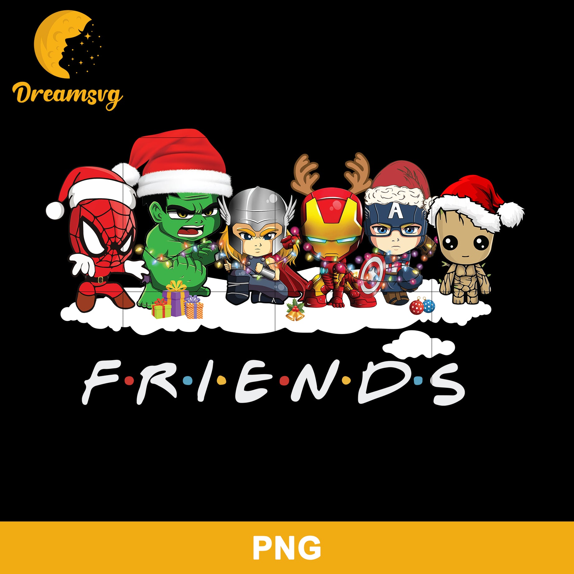 Friends Superhero Christmas PNG, Christmas PNG Digital File.