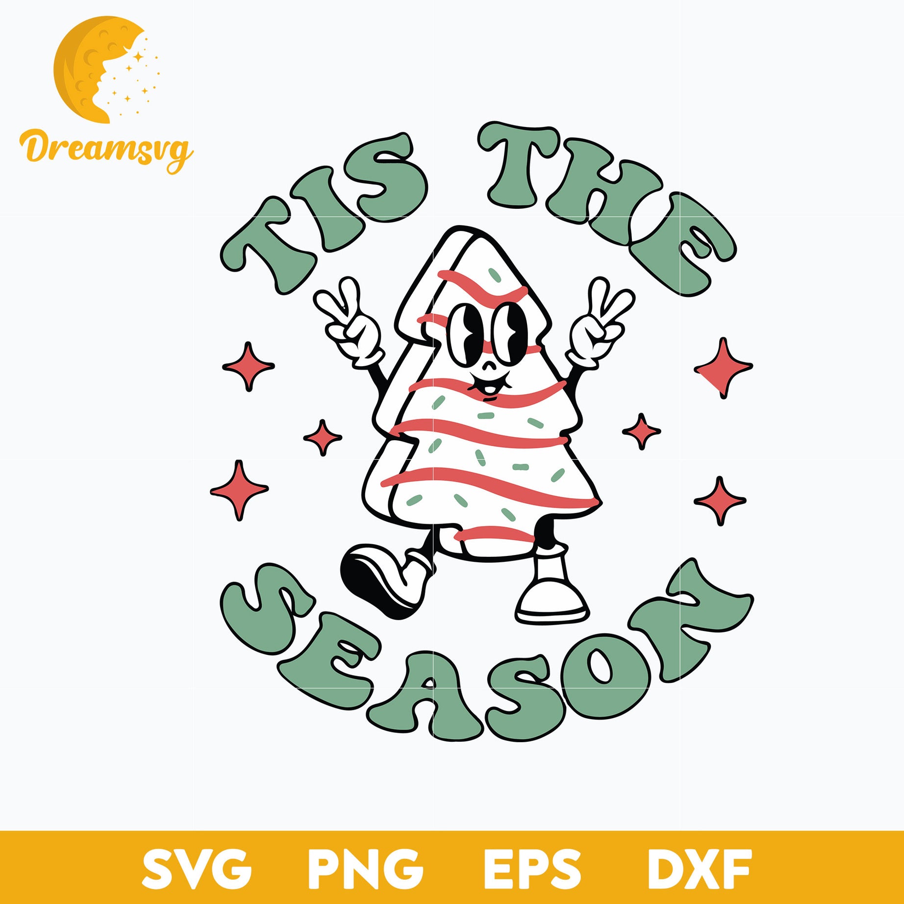 Tis The Season Christmas Tree SVG, Christmas SVG PNG DXF EPS Digital File.