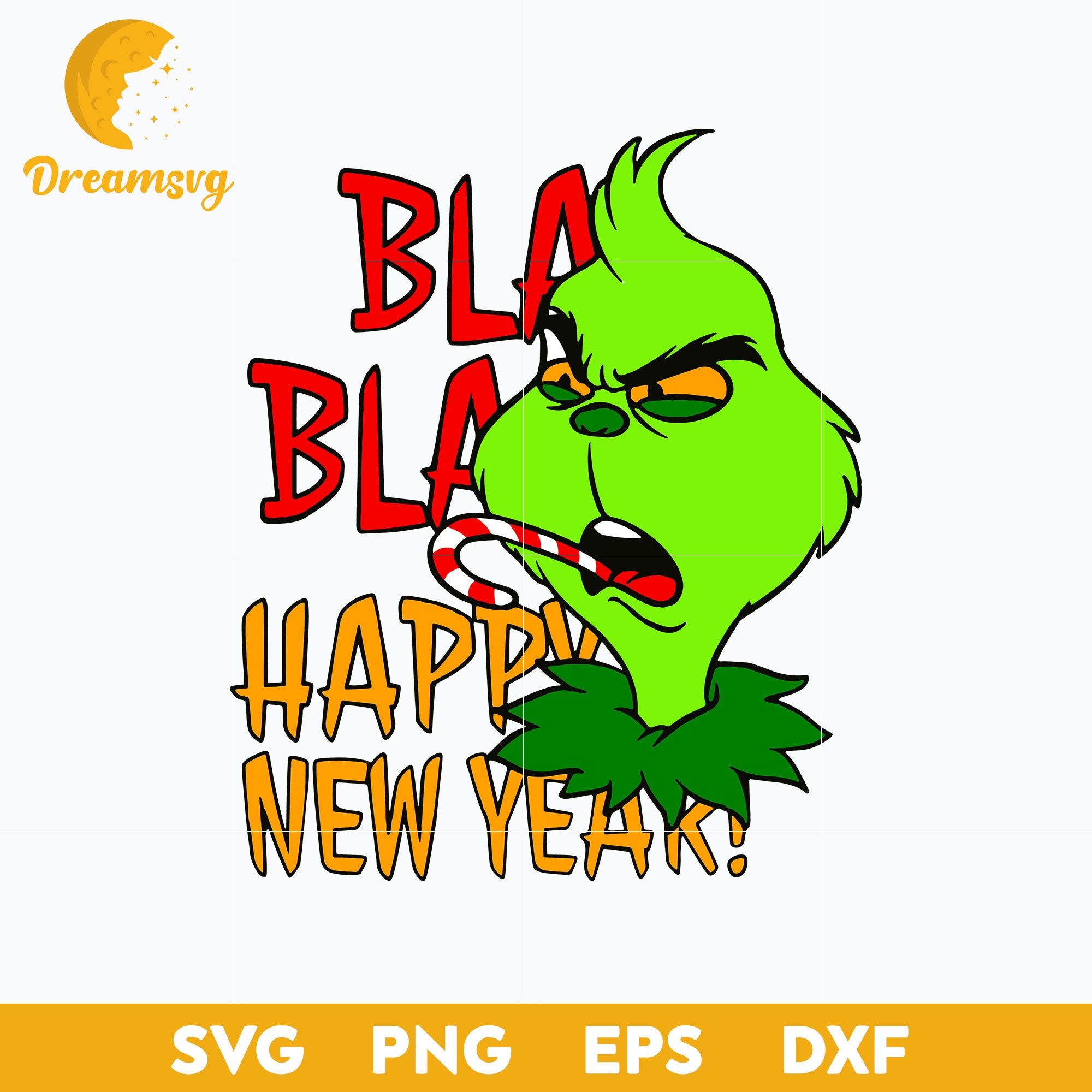 Bla Bla Happy New Year SVG, Christmas SVG PNG DXF EPS File.