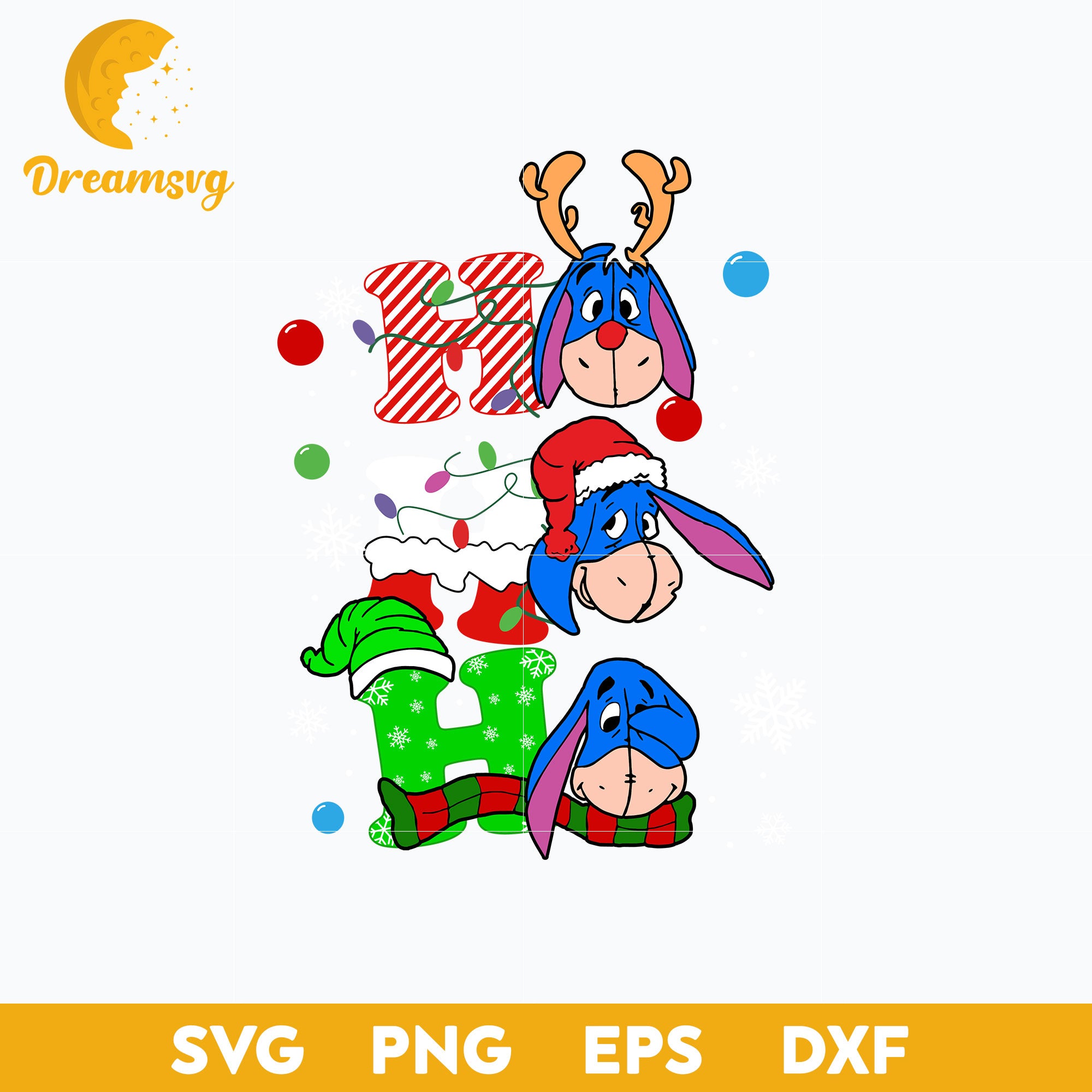 HO HO HO Eeyore Christmas SVG, Christmas SVG PNG DXF EPS File.