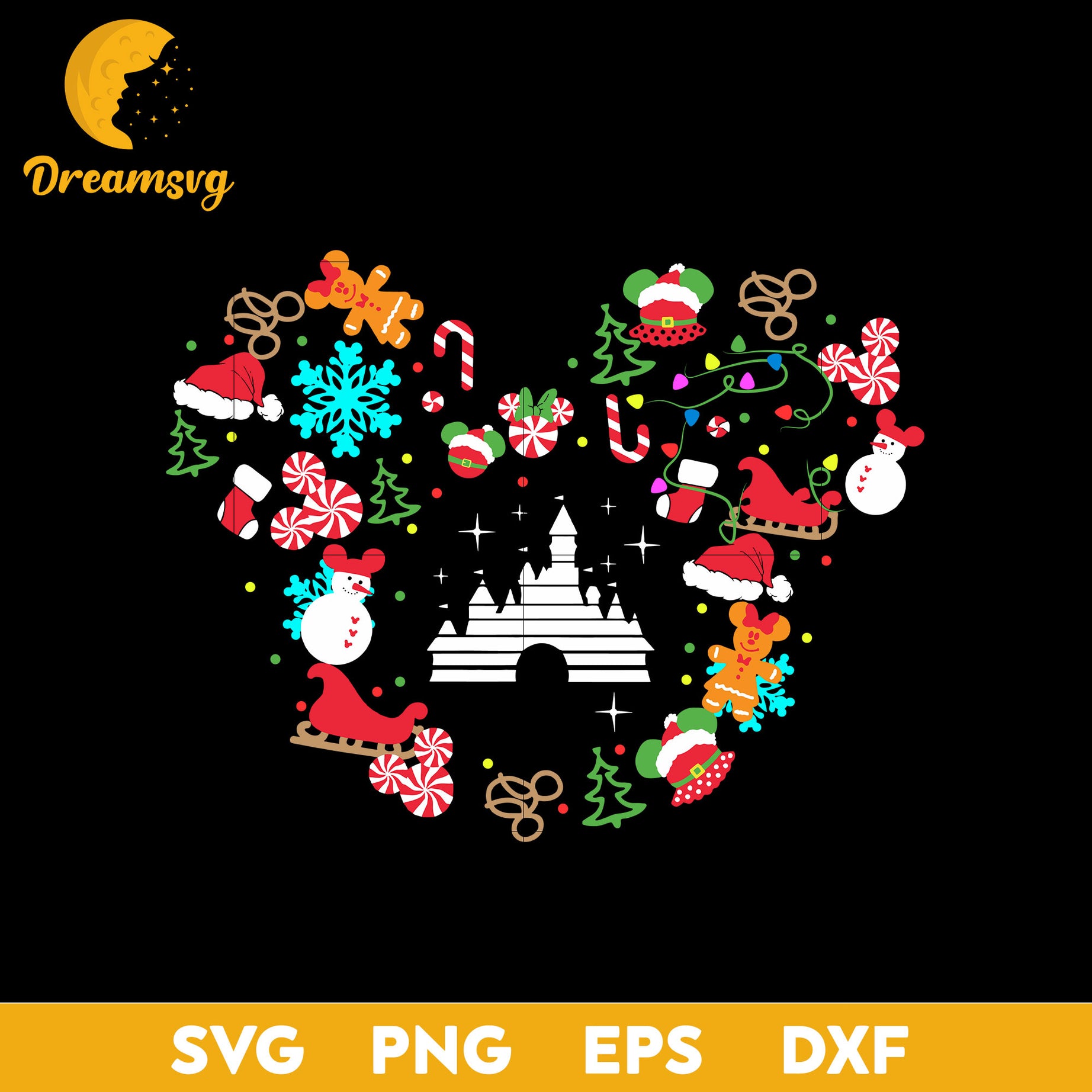 Mickey Gift SVG, Merry Christmas SVG, Christmas SVG, PNG DXF EPS Digital File.
