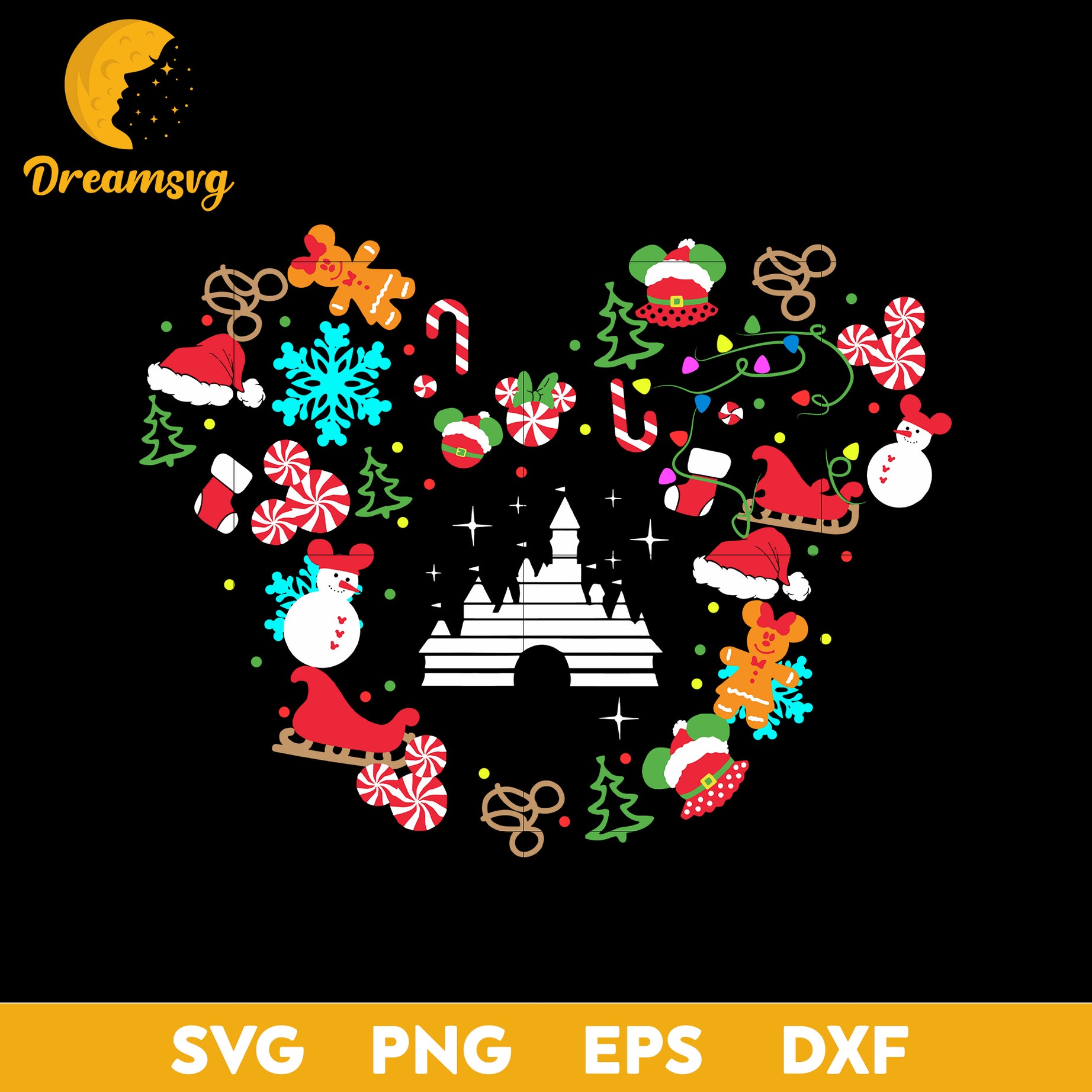 Merry Christmas Mickey Gift SVG, Christmas SVG PNG DXF EPS.