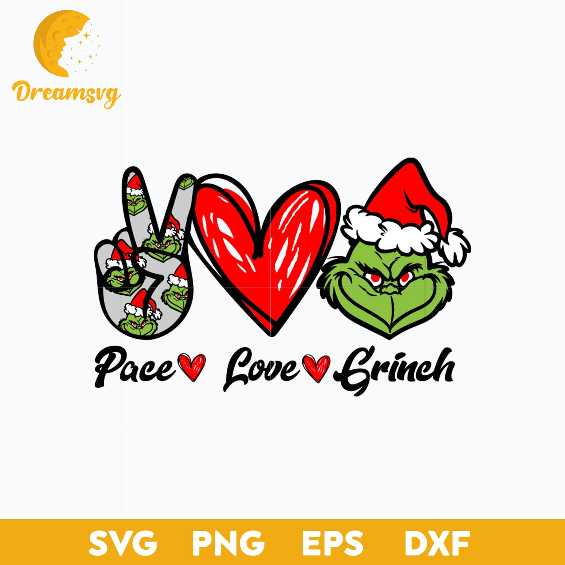 Peace Love Grinch SVG, Peace Love Santa Grinch SVG, Christmas SVG, PNG DXF EPS Digital File.