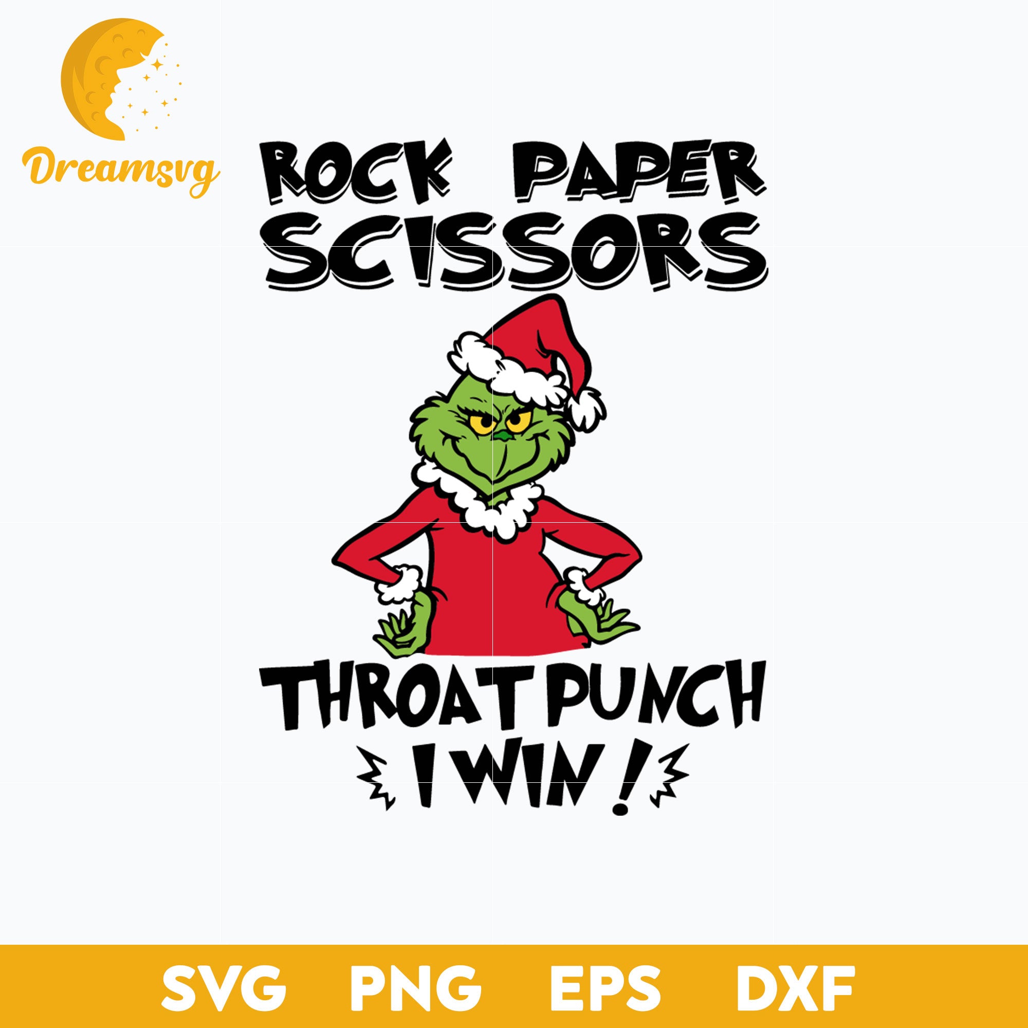 Rock Paper Scissors Throat Punch I Win Grinch SVG, Christmas SVG.