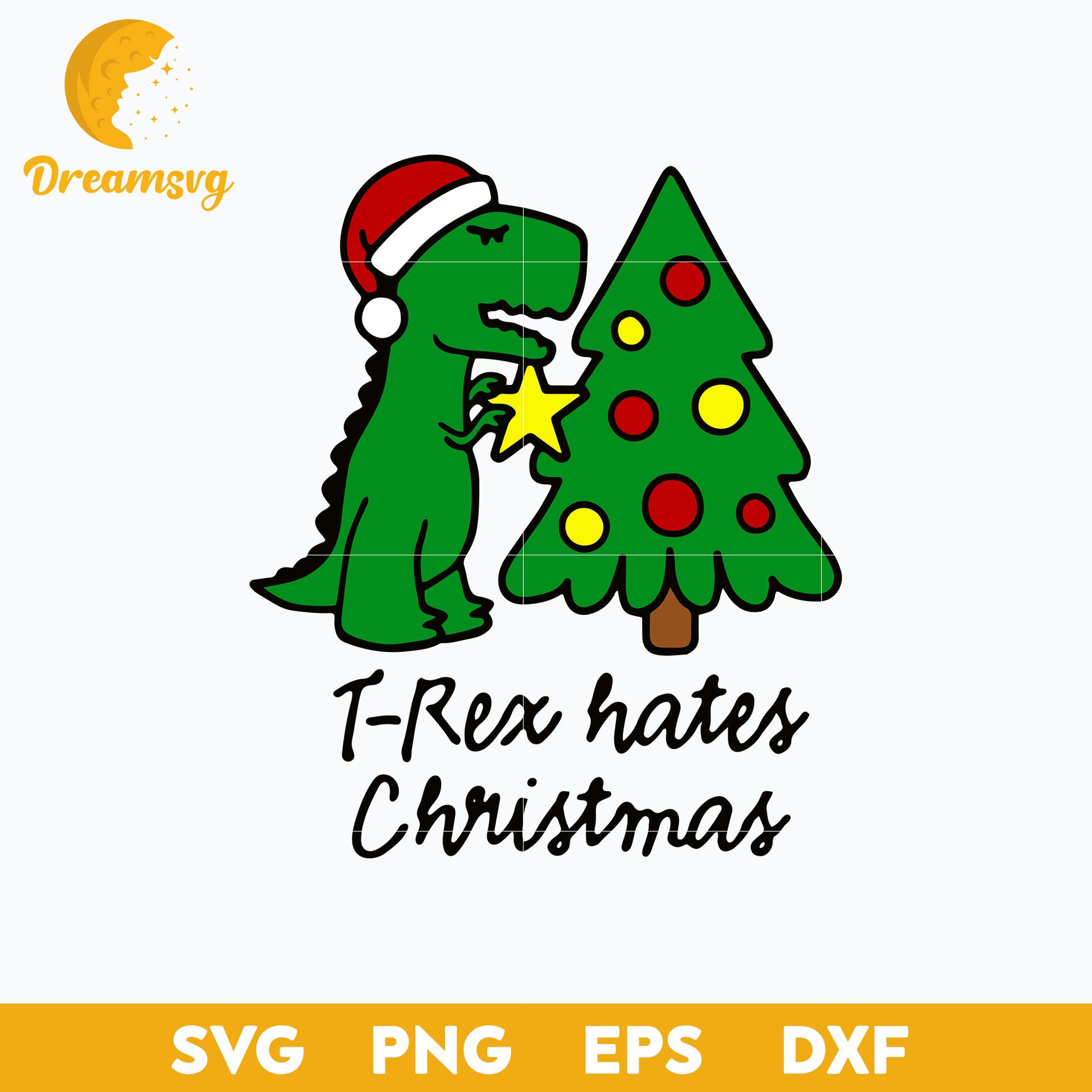 T Rex Hates Christmas SVG, Christmas SVG PNG DXF EPS Digital.