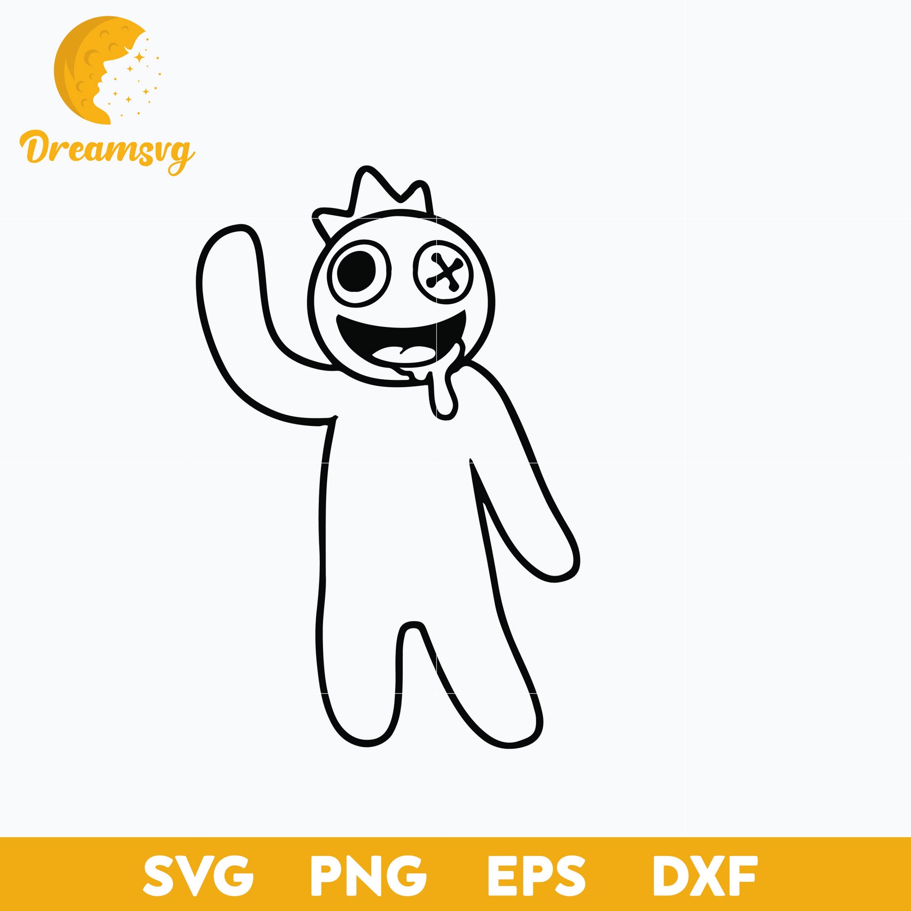 Blue from Rainbow Friends Outline SVG, Funny SVG, PNG DXF EPS Digital File.