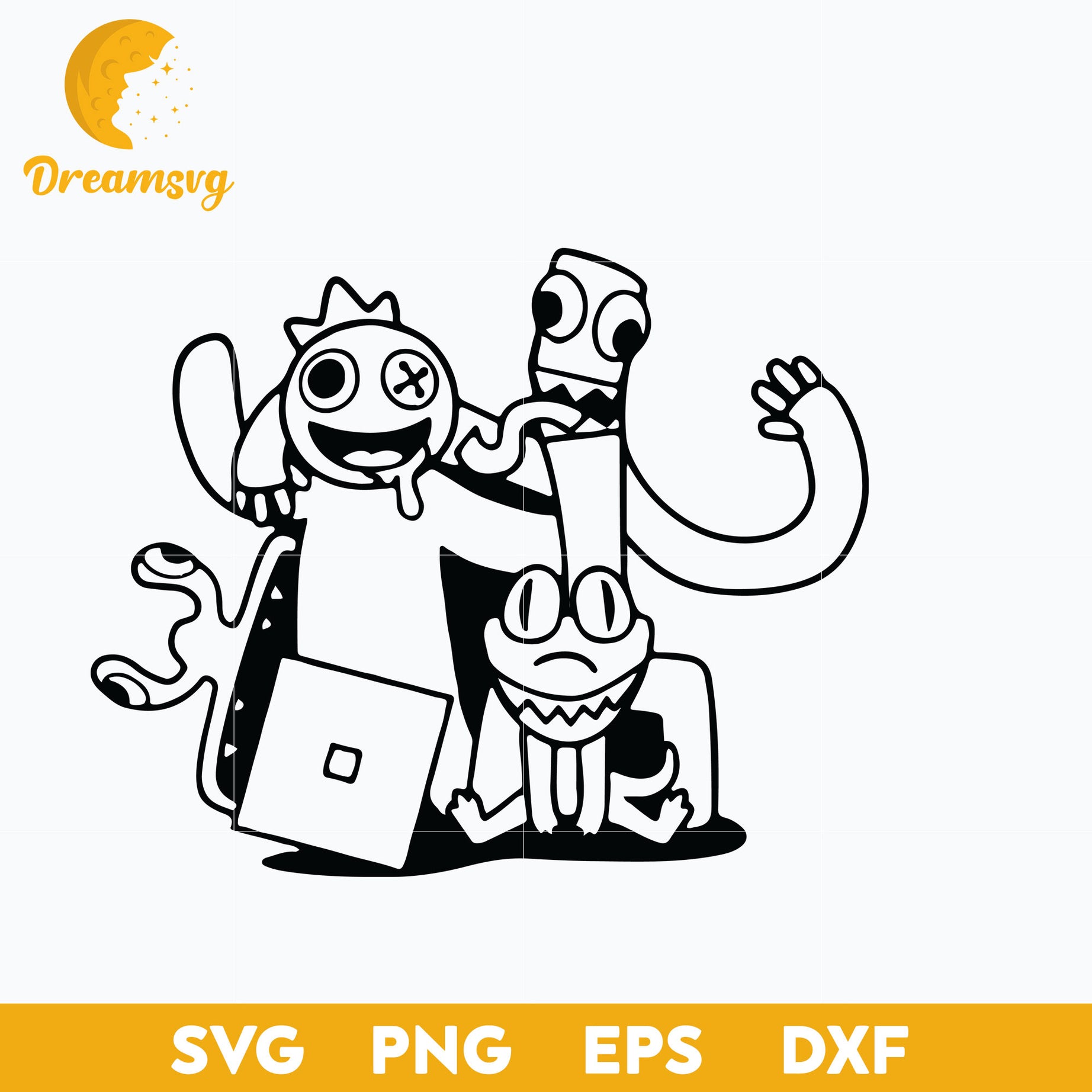 Rainbow Friends Coloring SVG, Funny SVG, PNG DXF EPS Digital File.