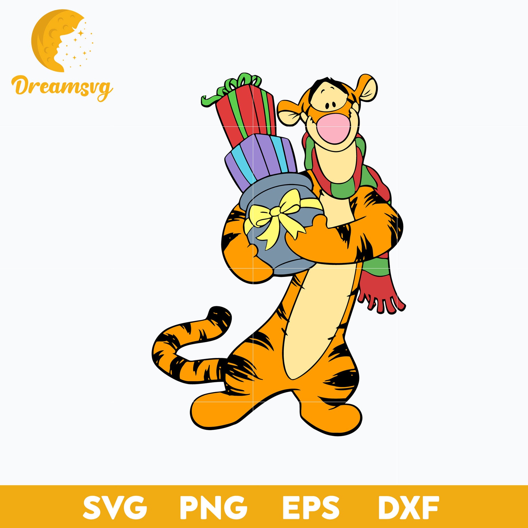 Tigger Vector File Tigger Christmas SVG, Disney Christmas SVG PNG DXF EPS Digital File ...