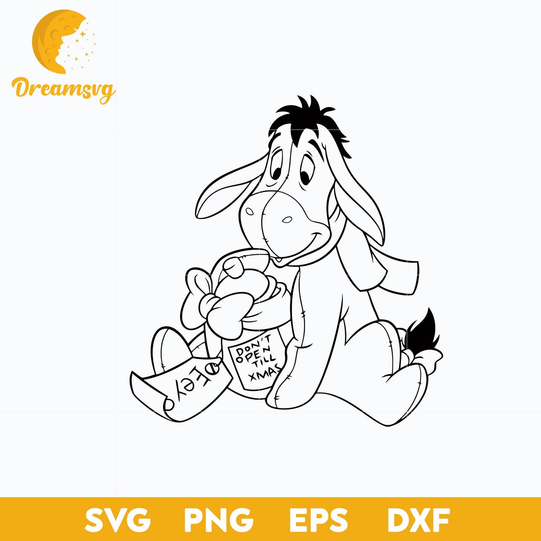 Eeyore Outline SVG, Winnie The Pooh SVG PNG DXF EPS Digital File.