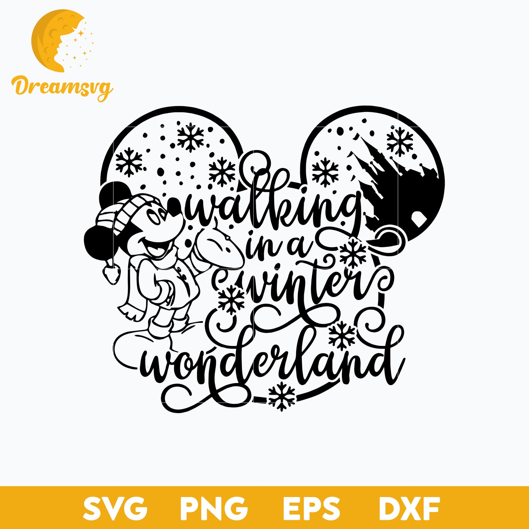 Mickey Walking In A Winter Wonderland SVG, Mickey Mouse SVG,  Christmas SVG, PNG DXF EPS Digital File.
