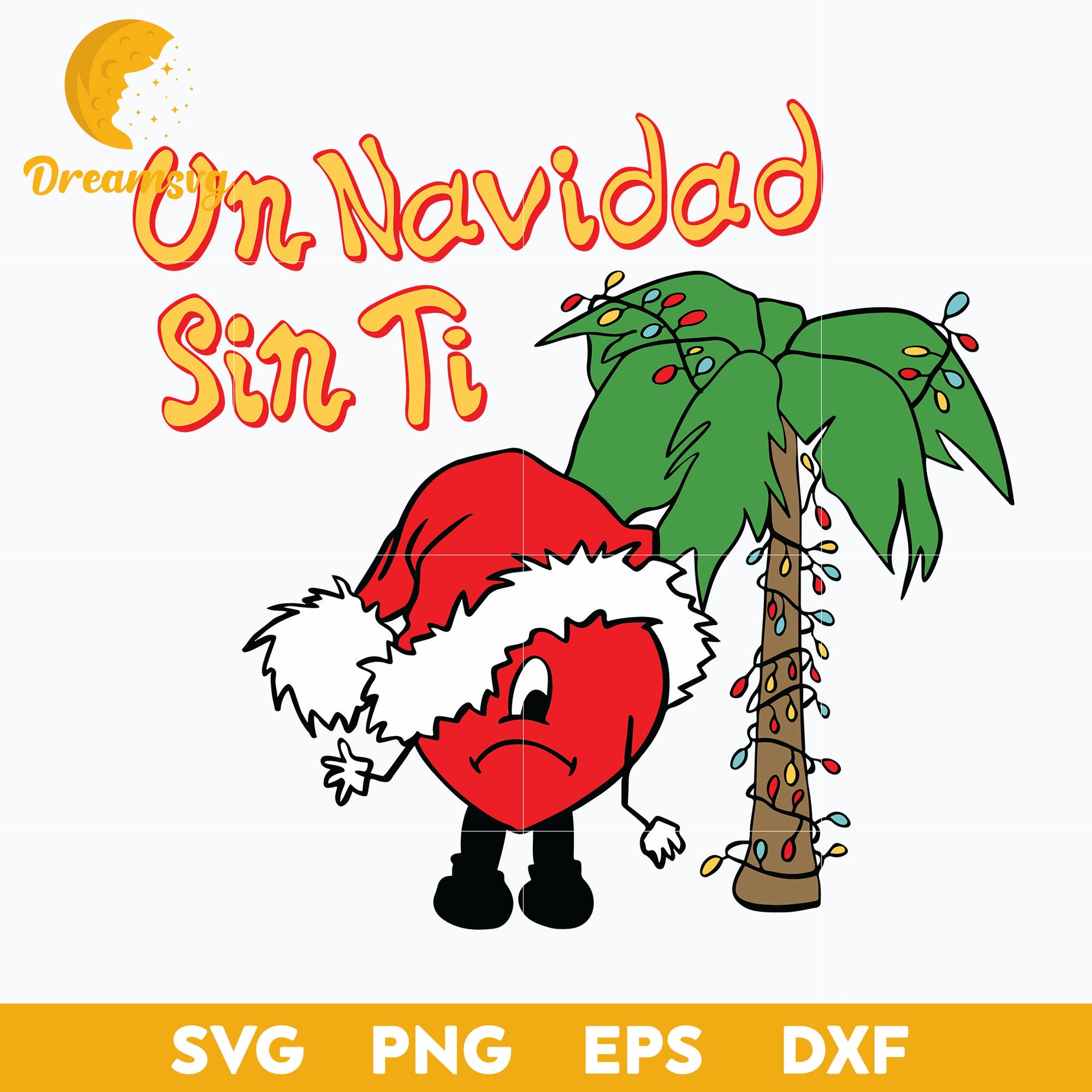 Una Navidad Sin Ti SVG, Bad Bunny Heart SVG, Christmas SVG, PNG DXF EPS Digital File.