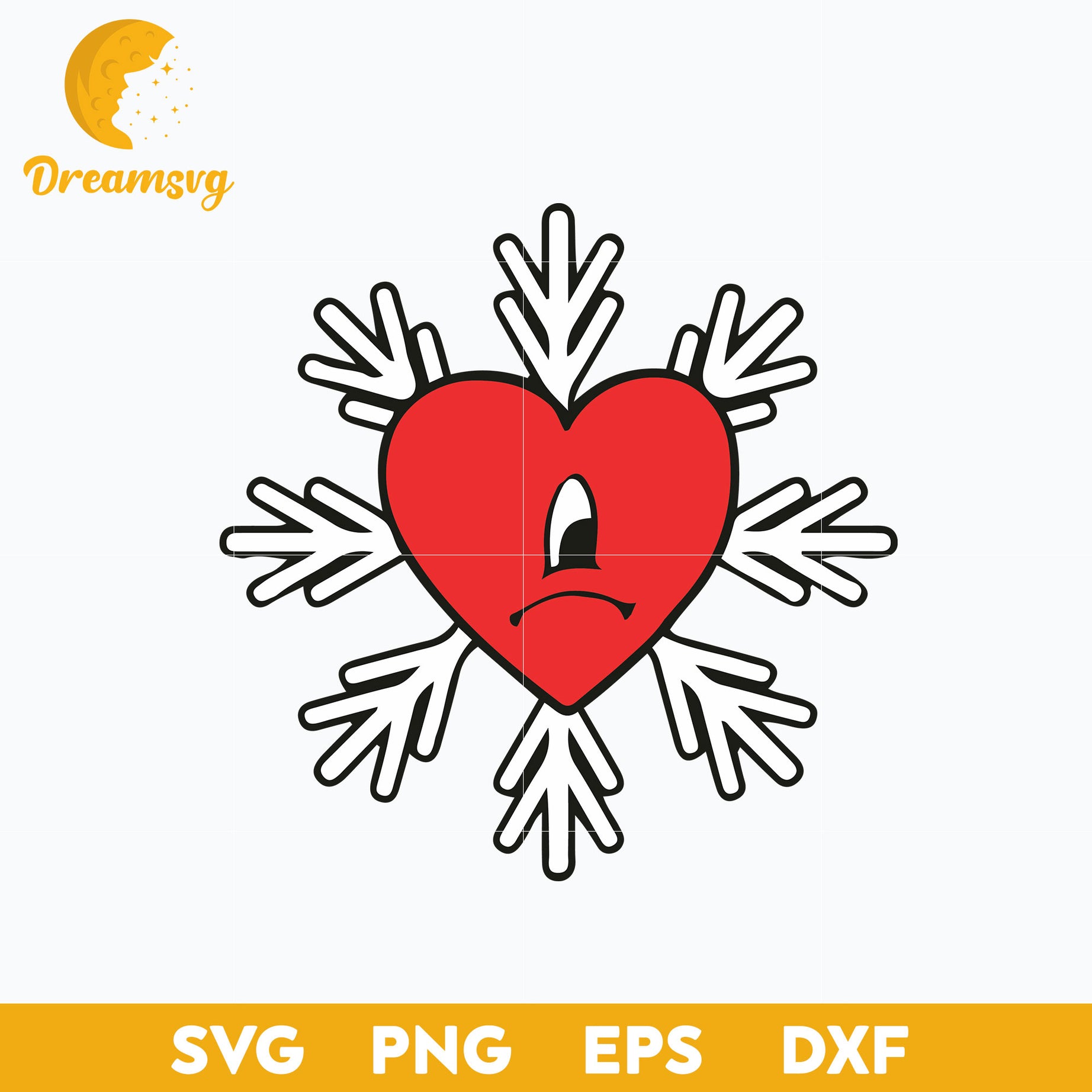 Heart Bunny Snowflakes Christmas SVG, Christmas SVG.