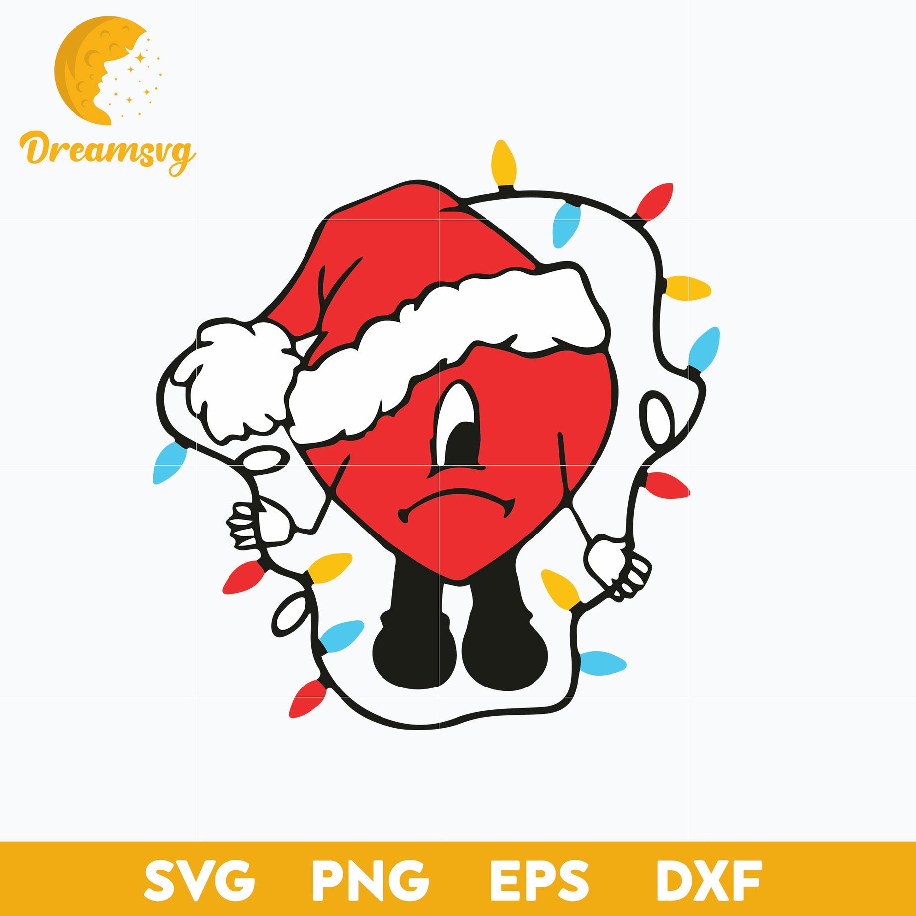 Heart Bunny Lights Christmas SVG, Christmas SVG.