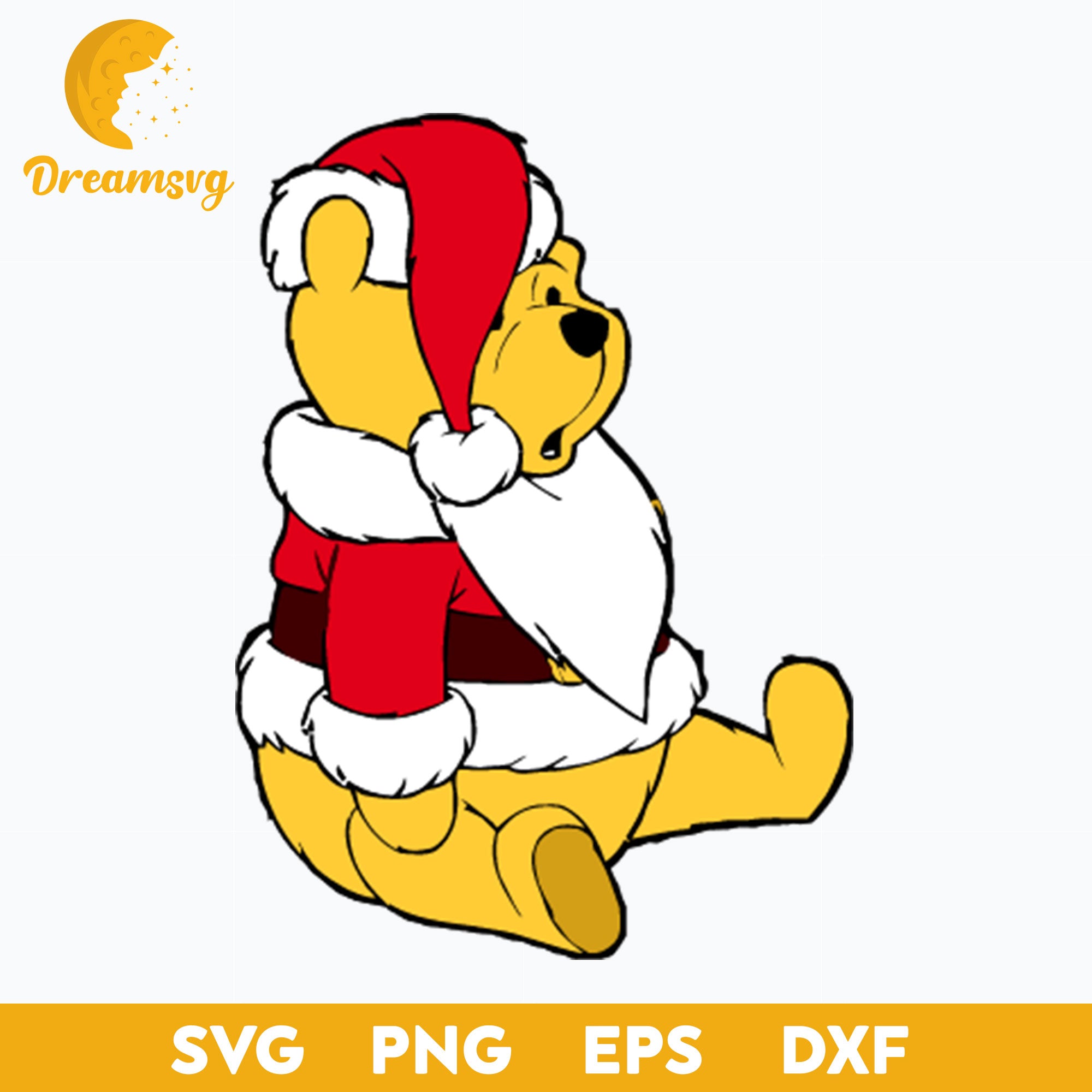 Pooh Santa Claus Christmas SVG, Christmas SVG PNG DXF EPS Digital File.