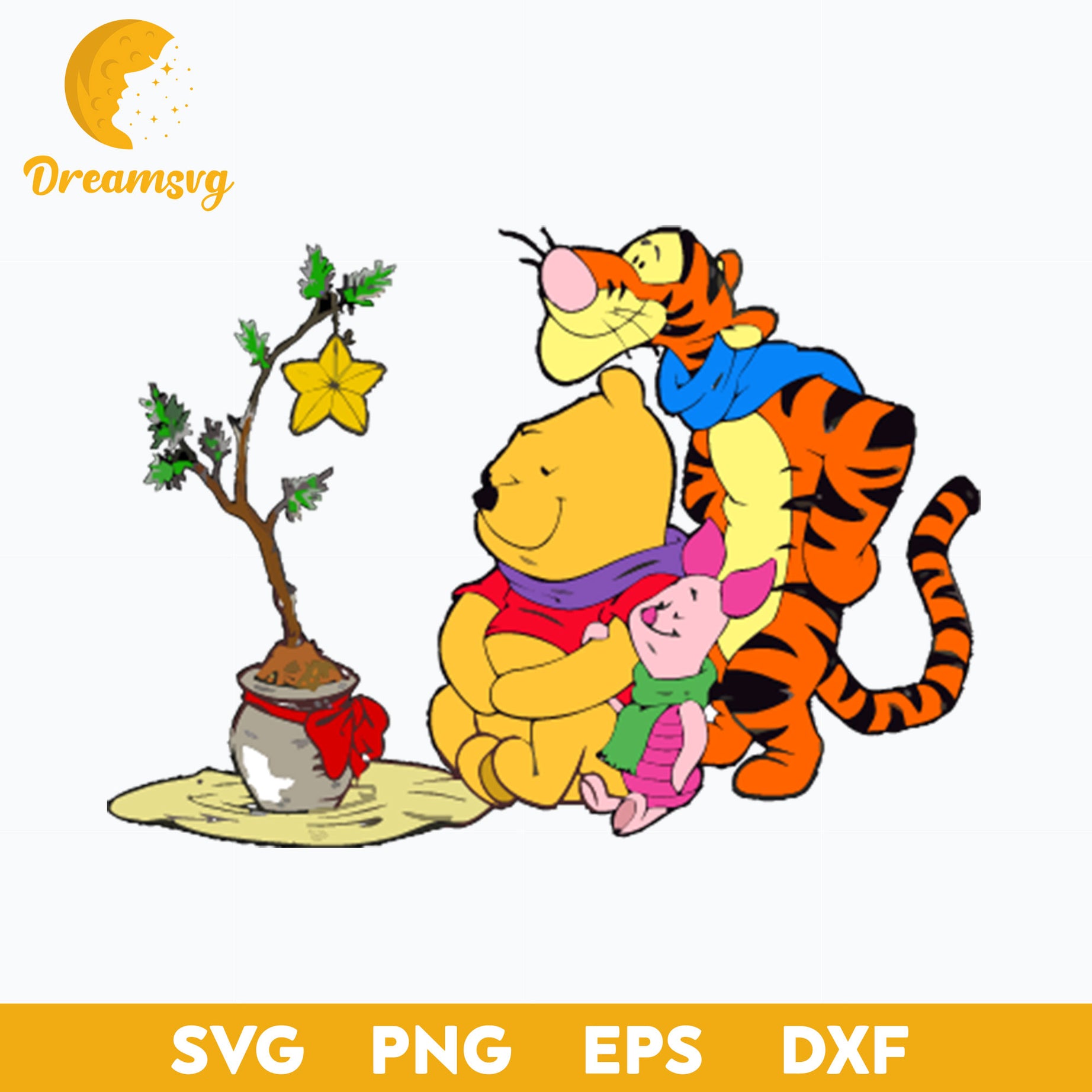 Disney The Pooh Christmas SVG, Christmas SVG PNG DXF EPS Digital File.