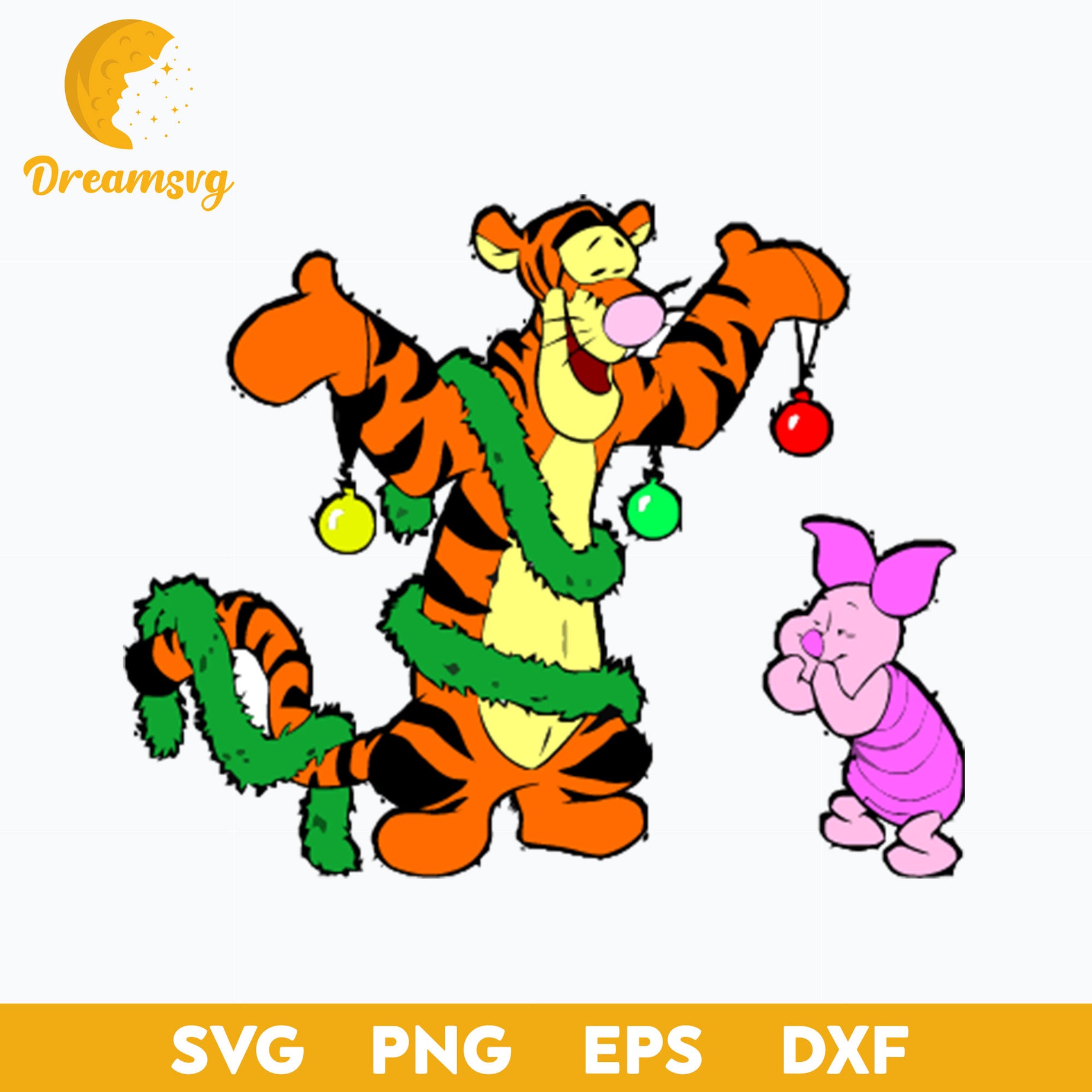 Tigger And Piglet Christmas SVG, Christmas SVG PNG DXF EPS Digital File.