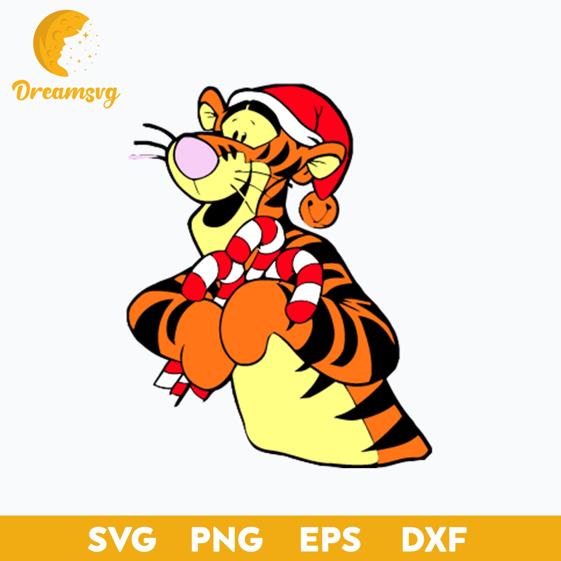 Tigger Vector File Tigger Santa Claus Christmas SVG, Christmas SVG PNG DXF EPS Digital Fi ...