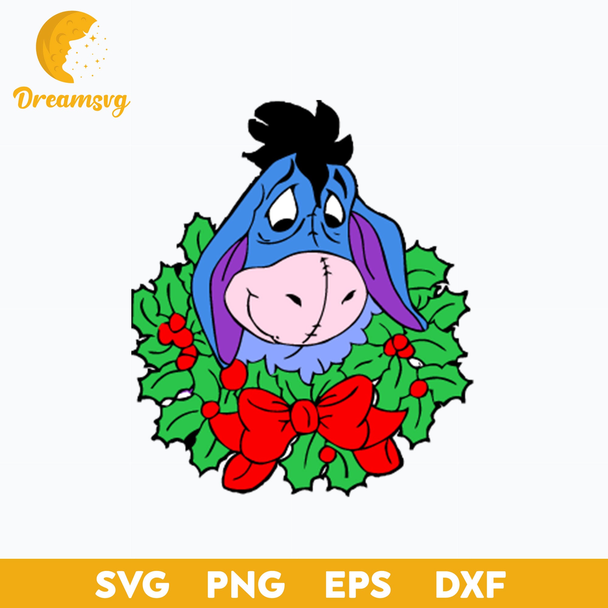 Eeyore Wreath SVG, Winnie The Pooh SVG PNG DXF EPS Digital File.