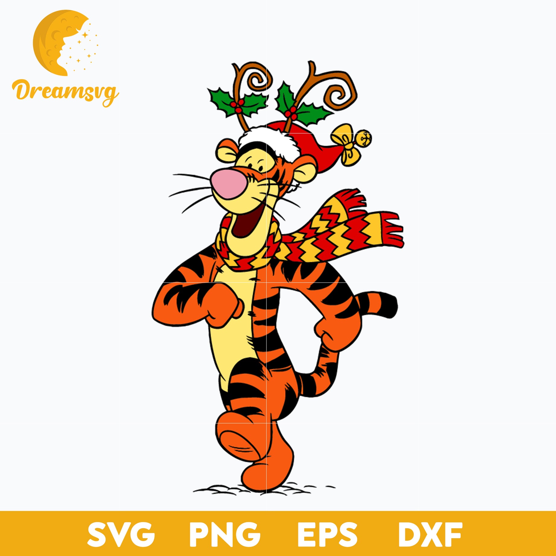 Tigger Santa Claus Christmas SVG, Disney Christmas SVG PNG DXF EPS Digital File.