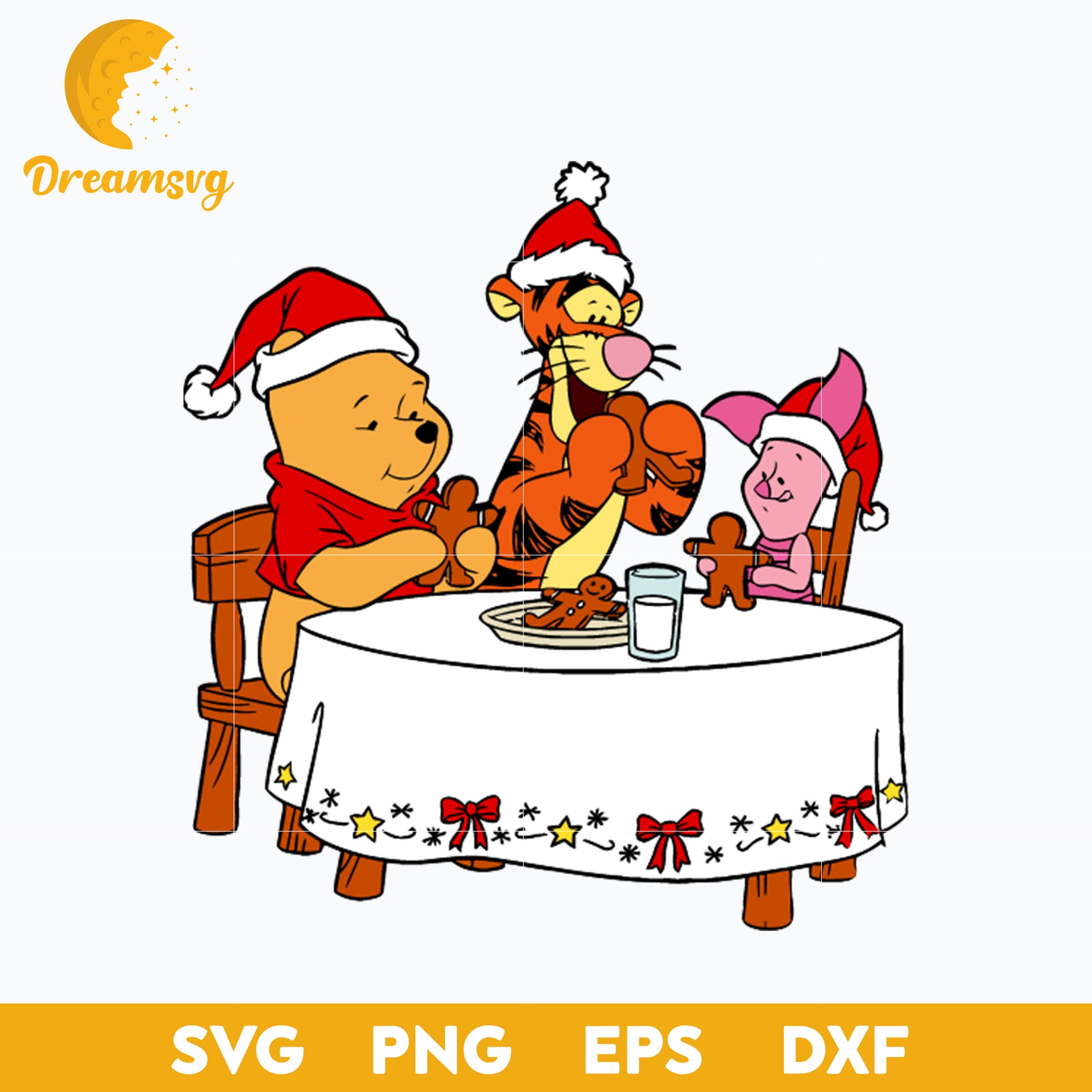 Pooh Piglet And Tigger Christmas SVG, Christmas SVG PNG DXF EPS Digital File.