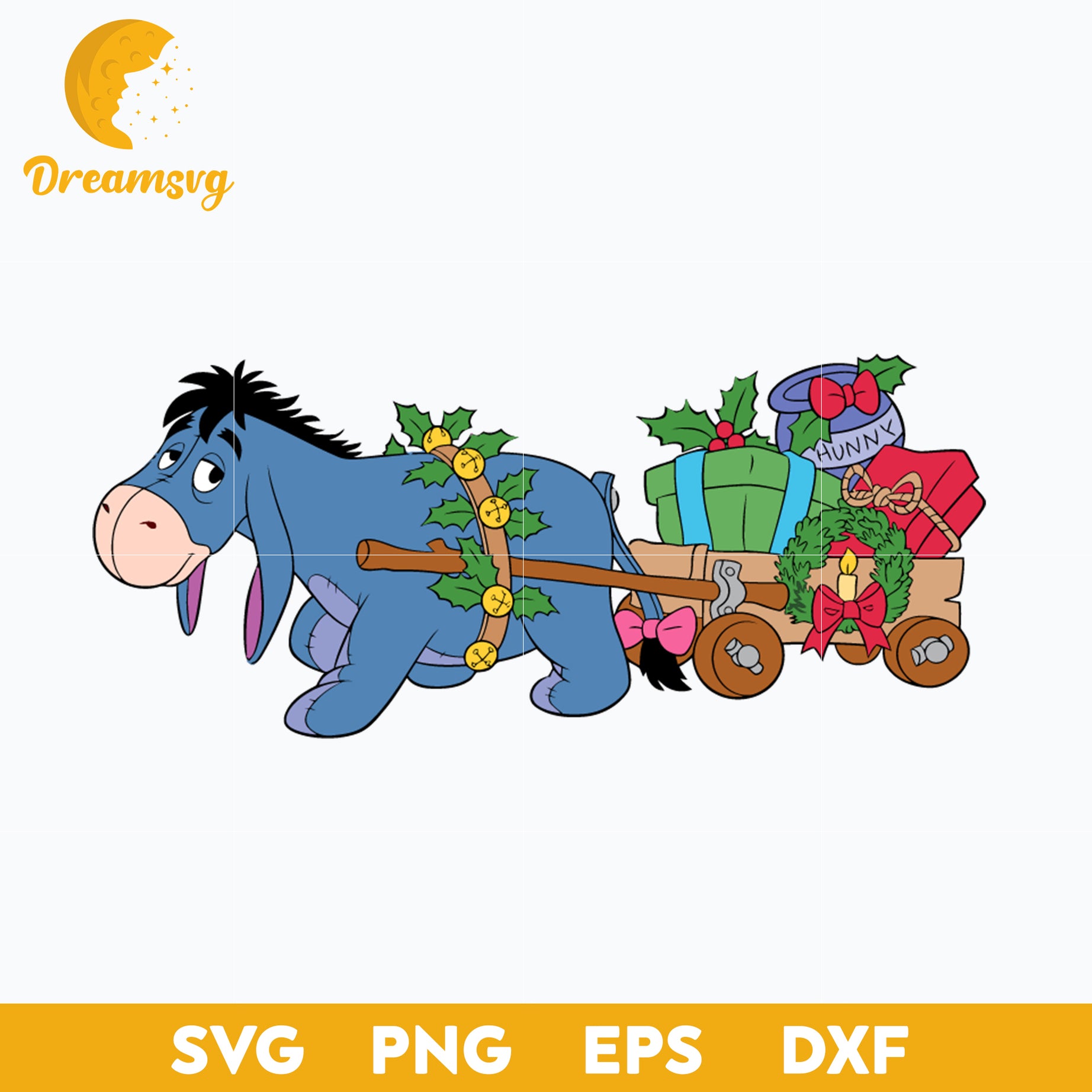 Eeyore Merry Christmas SVG, Eeyore Christmas SVG PNG DXF EPS Digital File.