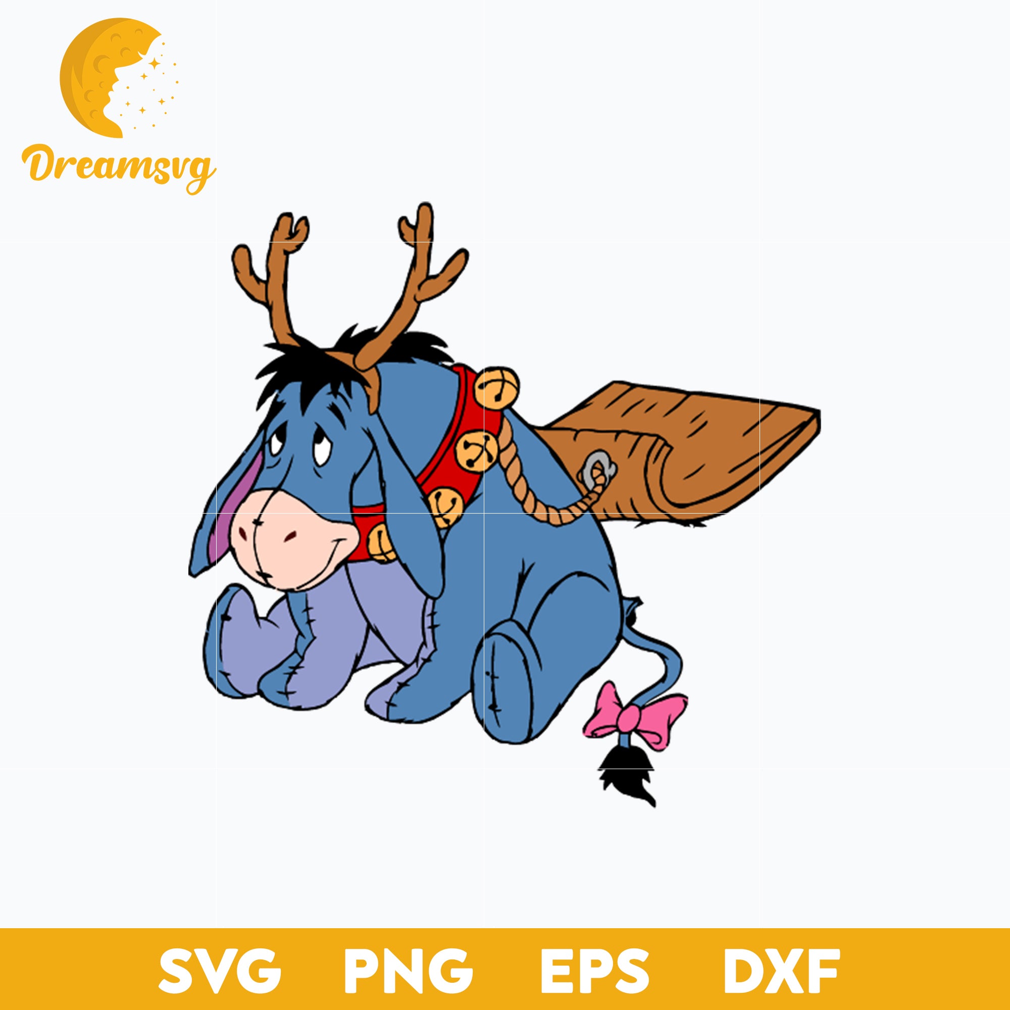 Eeyore Reindeer Merry Christmas SVG, Eeyore Christmas SVG PNG DXF EPS Digital File.