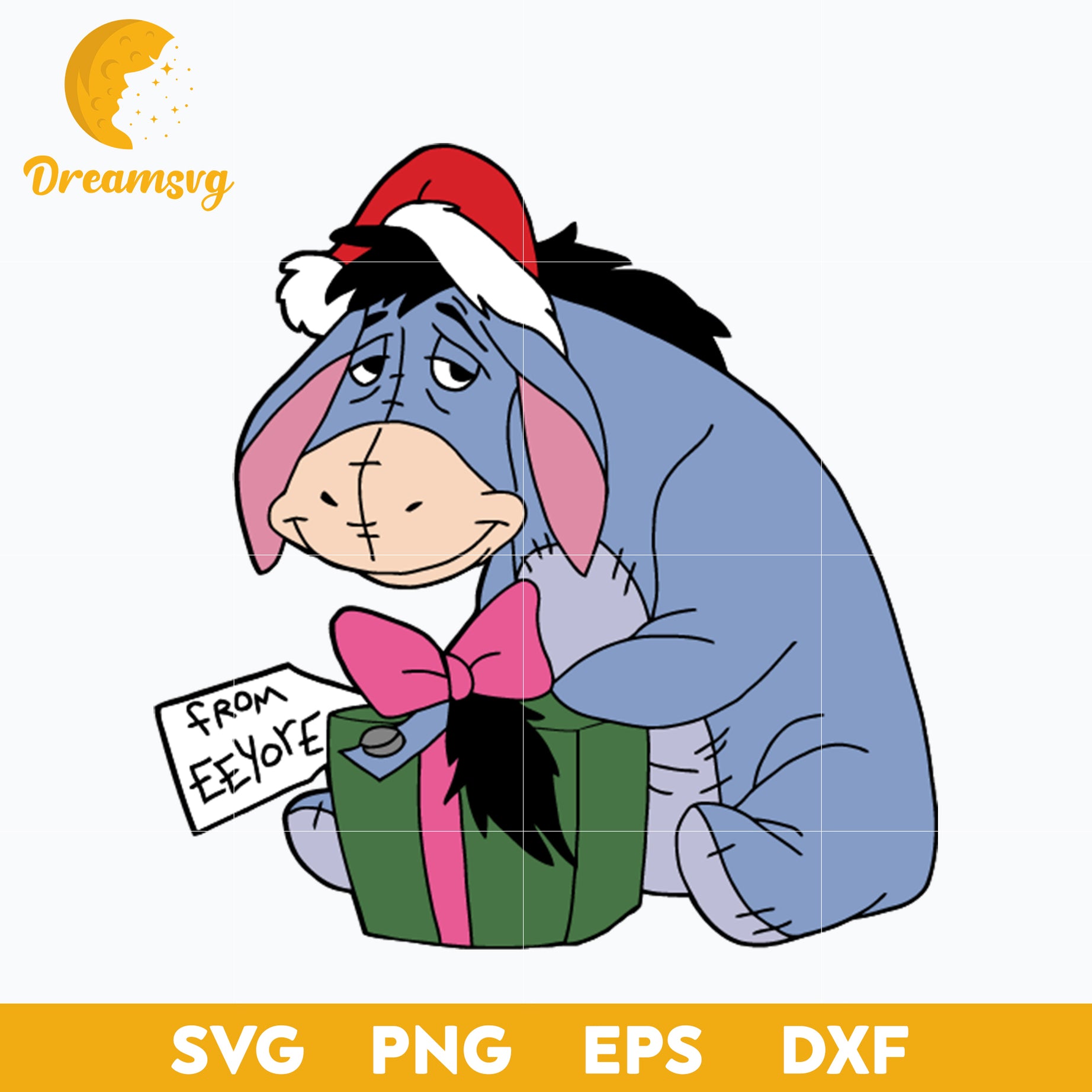 Eeyore Santa Claus SVG, Eeyore Christmas SVG PNG DXF EPS Digital File.